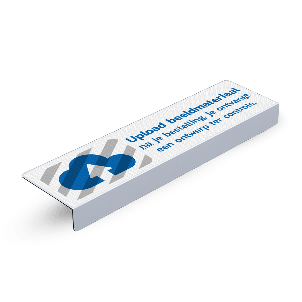 Stoeprand bord breedte 600mm met eigen logo of beeldmateriaal - reflecterend