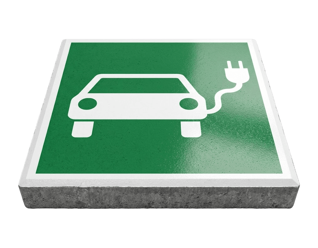 Stoeptegel auto oplaadpunt groen-wit (TS-ST_LT1) - 30x30cm met facetrand