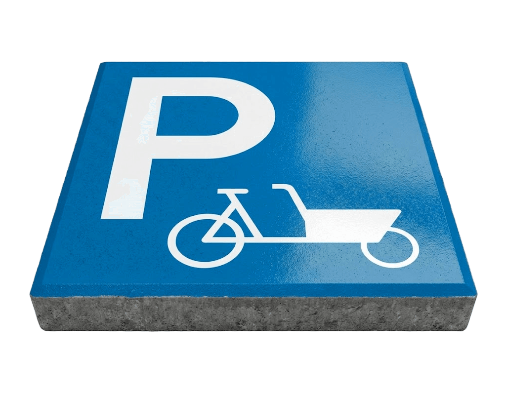 Stoeptegel parkeerplaats bakfiets (TS-ST_PBF) - 30x30cm met facetrand