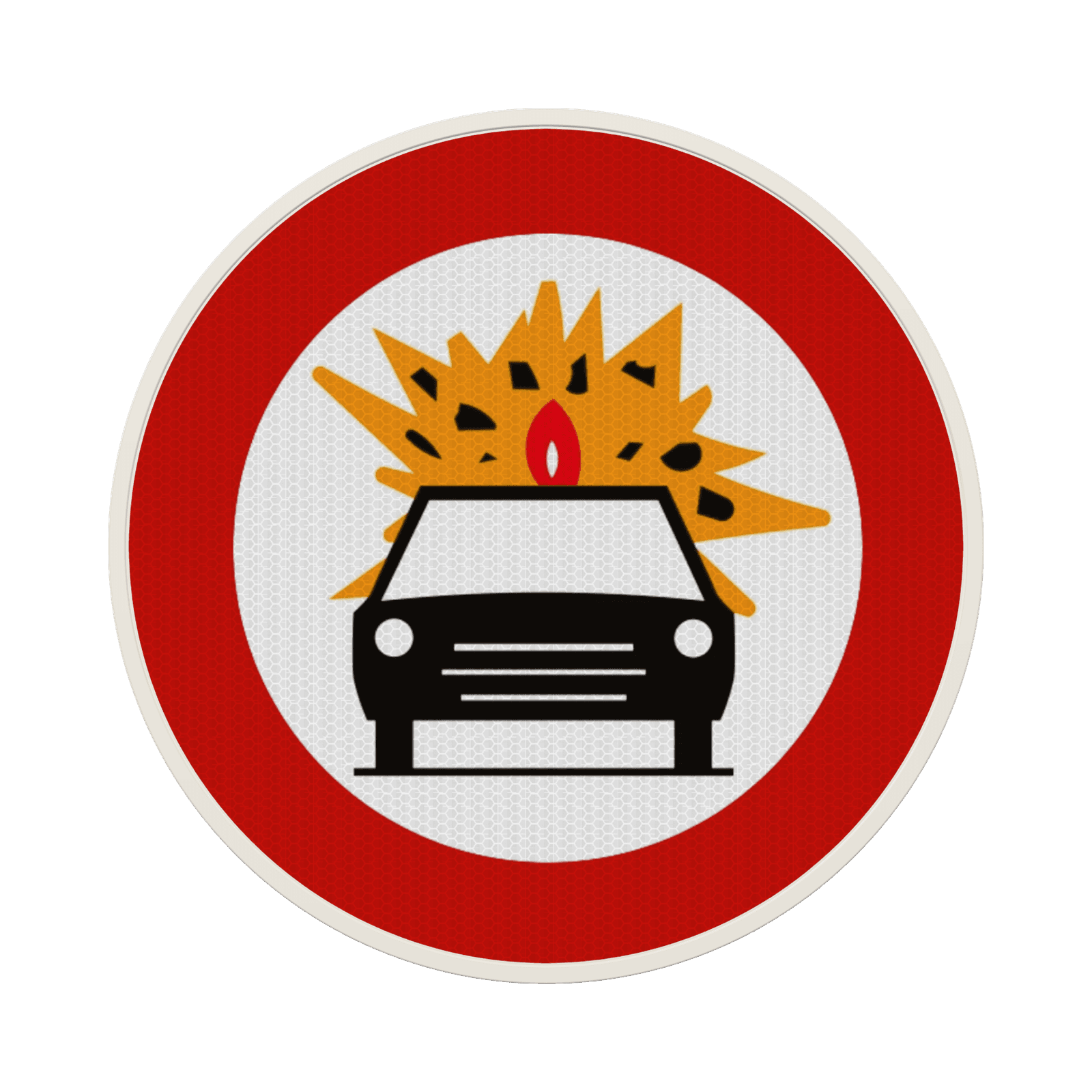 Panneau G2000 - C24b - Accès interdit aux conducteurs de véhicules transportant les marchandises dangereuses inflammables ou explosibles