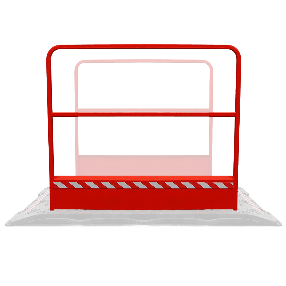 Passerelle en plastique avec garde-corps - Rouge - 1700x1000mm