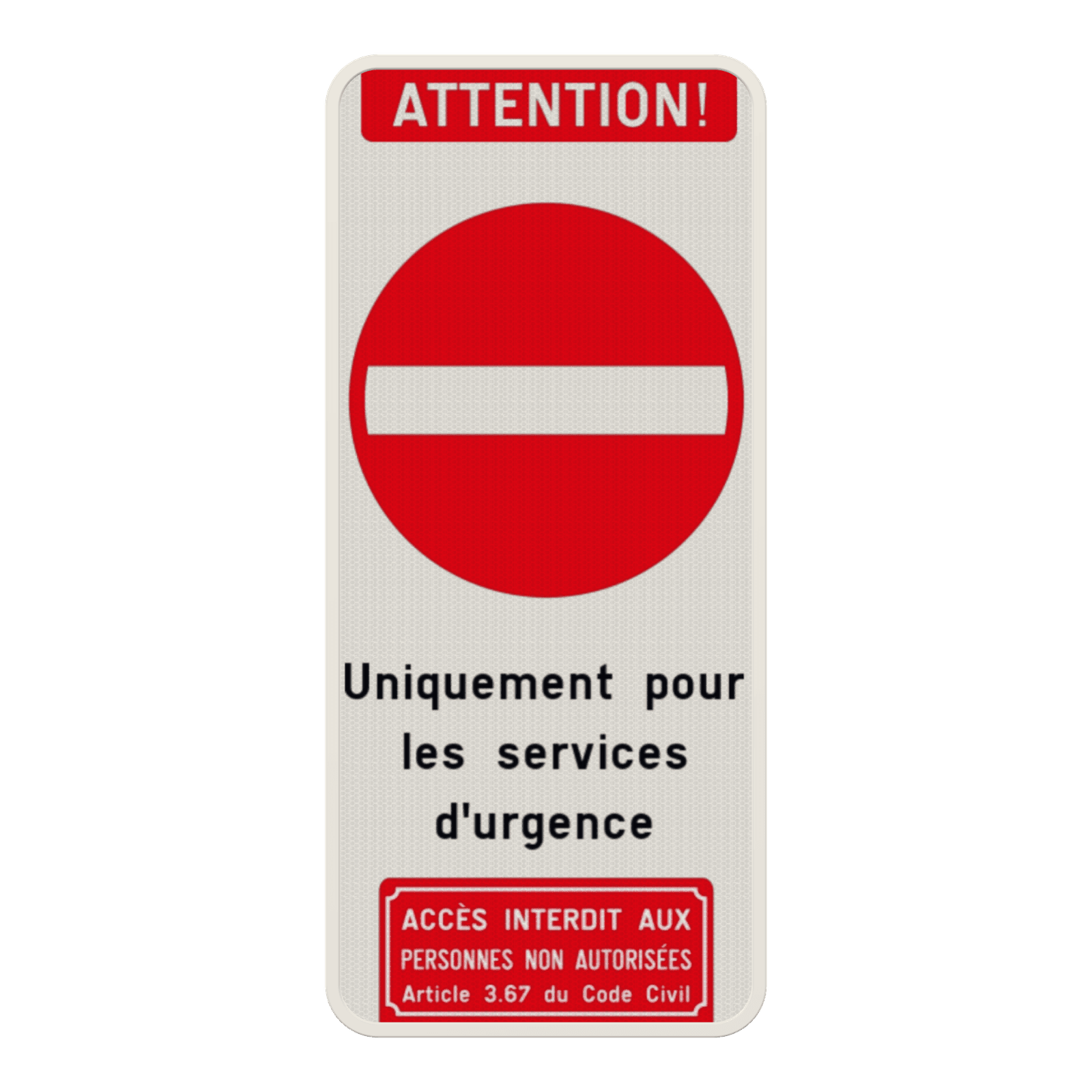 Panneau combiné - Accès réservé aux services d'urgence