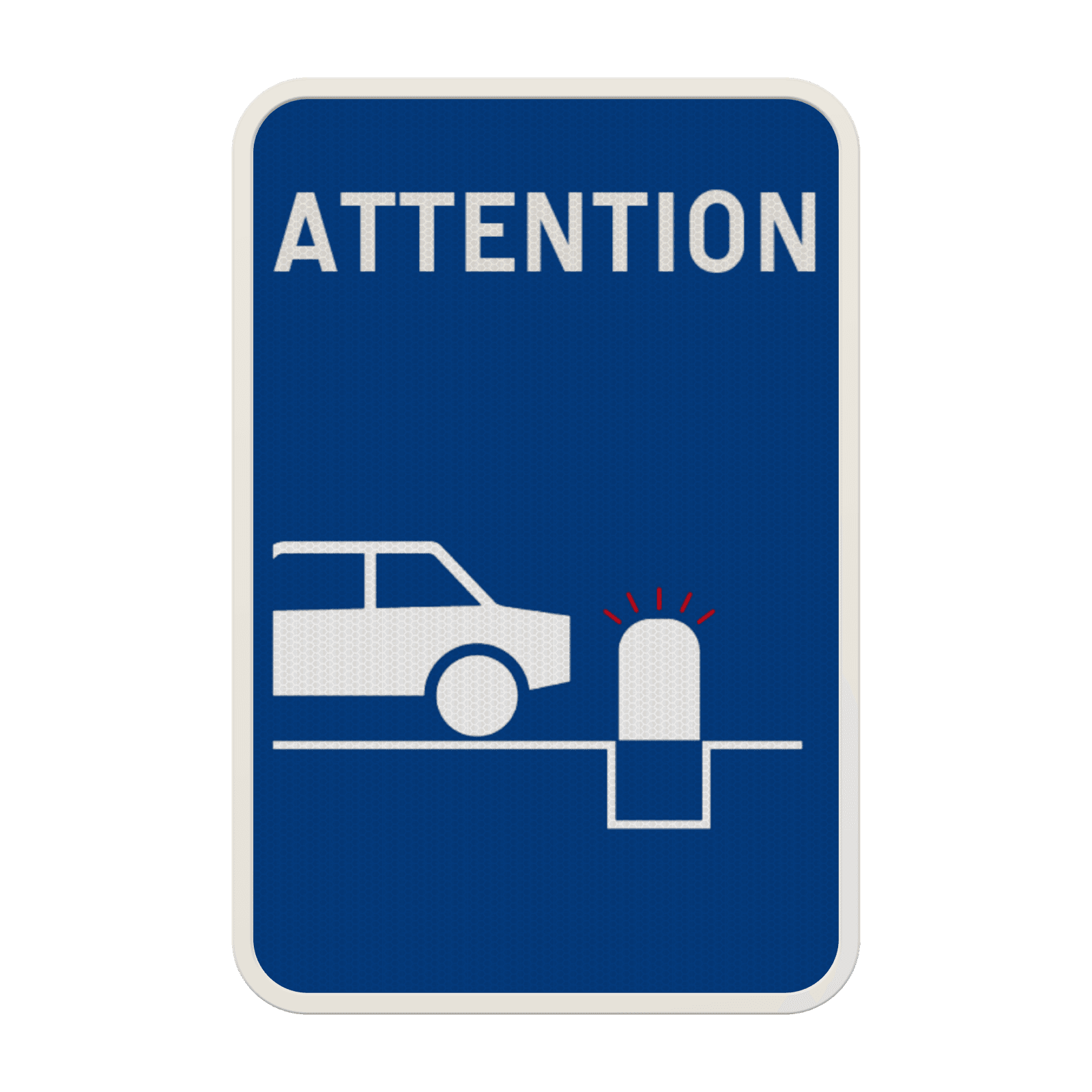 Panneau combiné - Attention poteau galvanisé