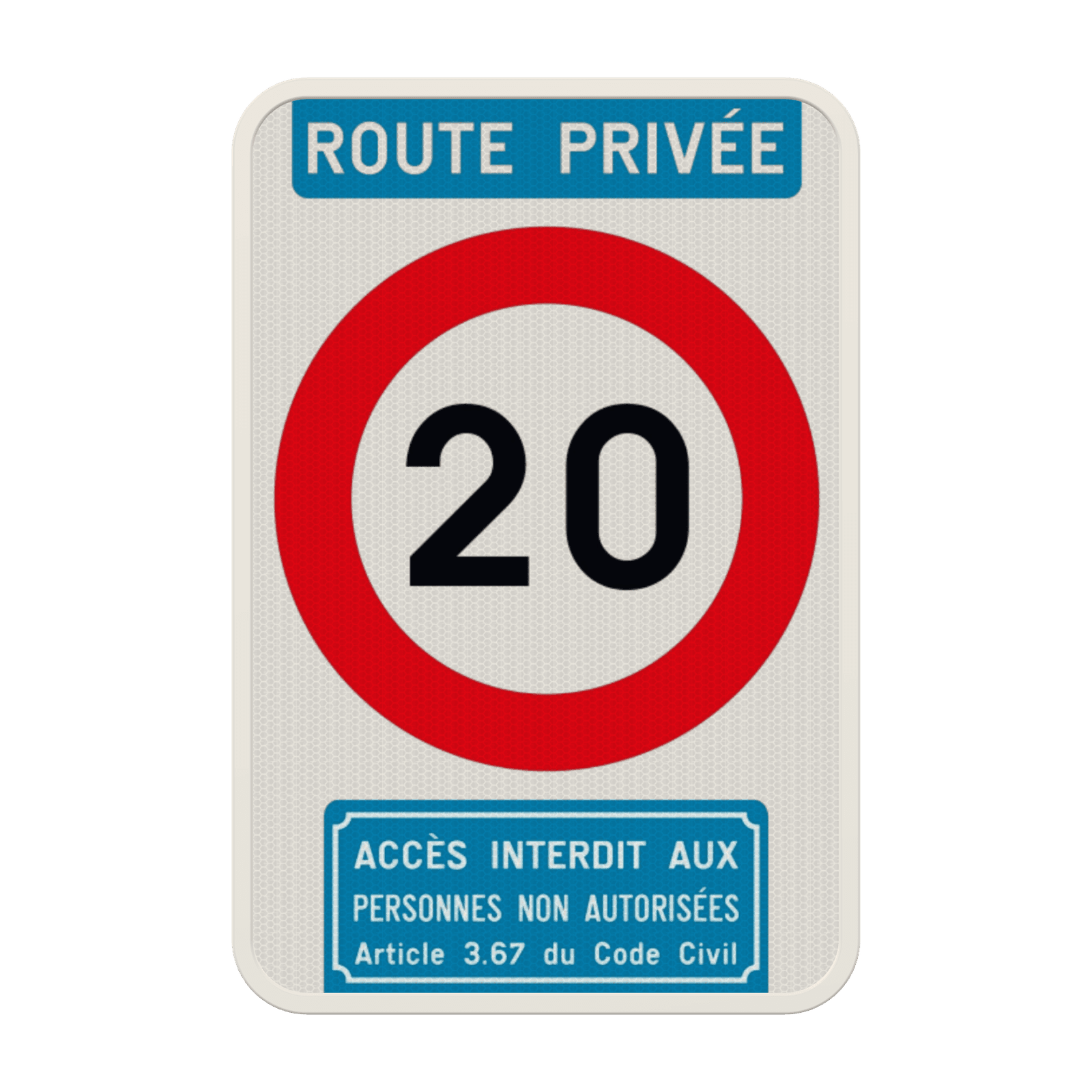 Panneau combiné - Route privée - C43 - Article 3.67 du Code Civil