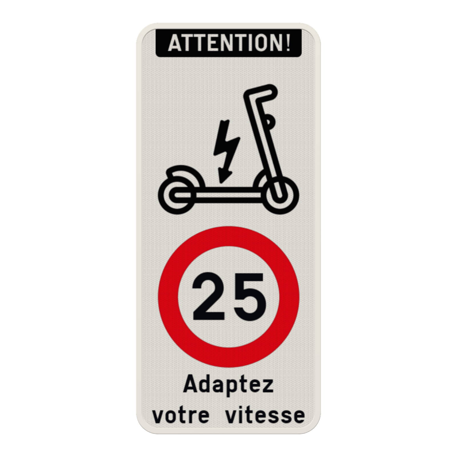 Panneau combiné - Trottinette - Limitation de vitesse