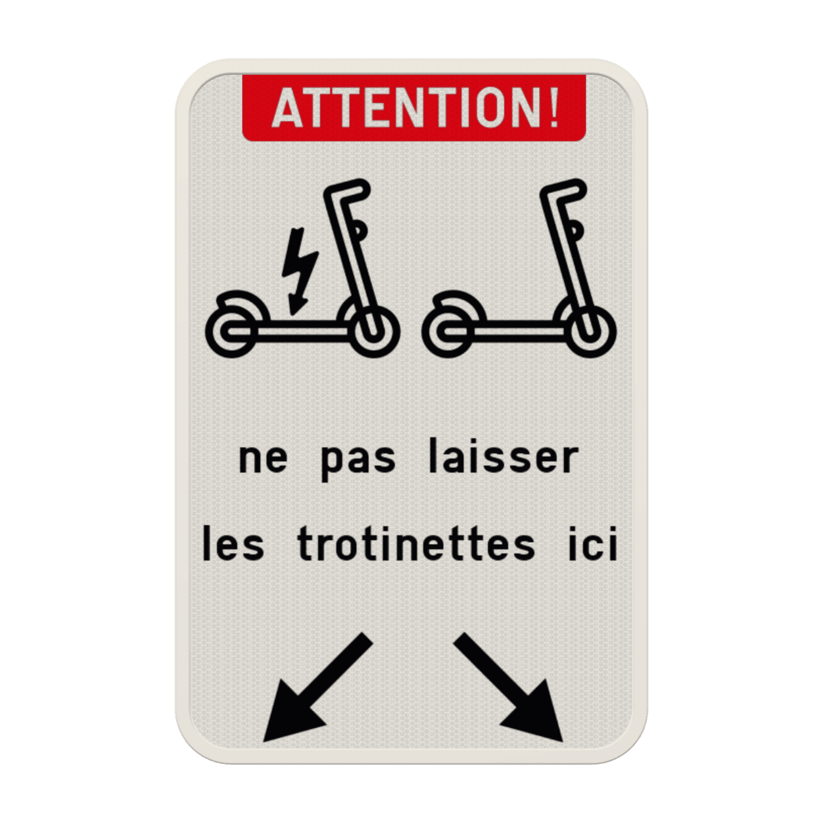 Panneau combiné avec 2 pictogrammes - Texte personnalisé - Flèches