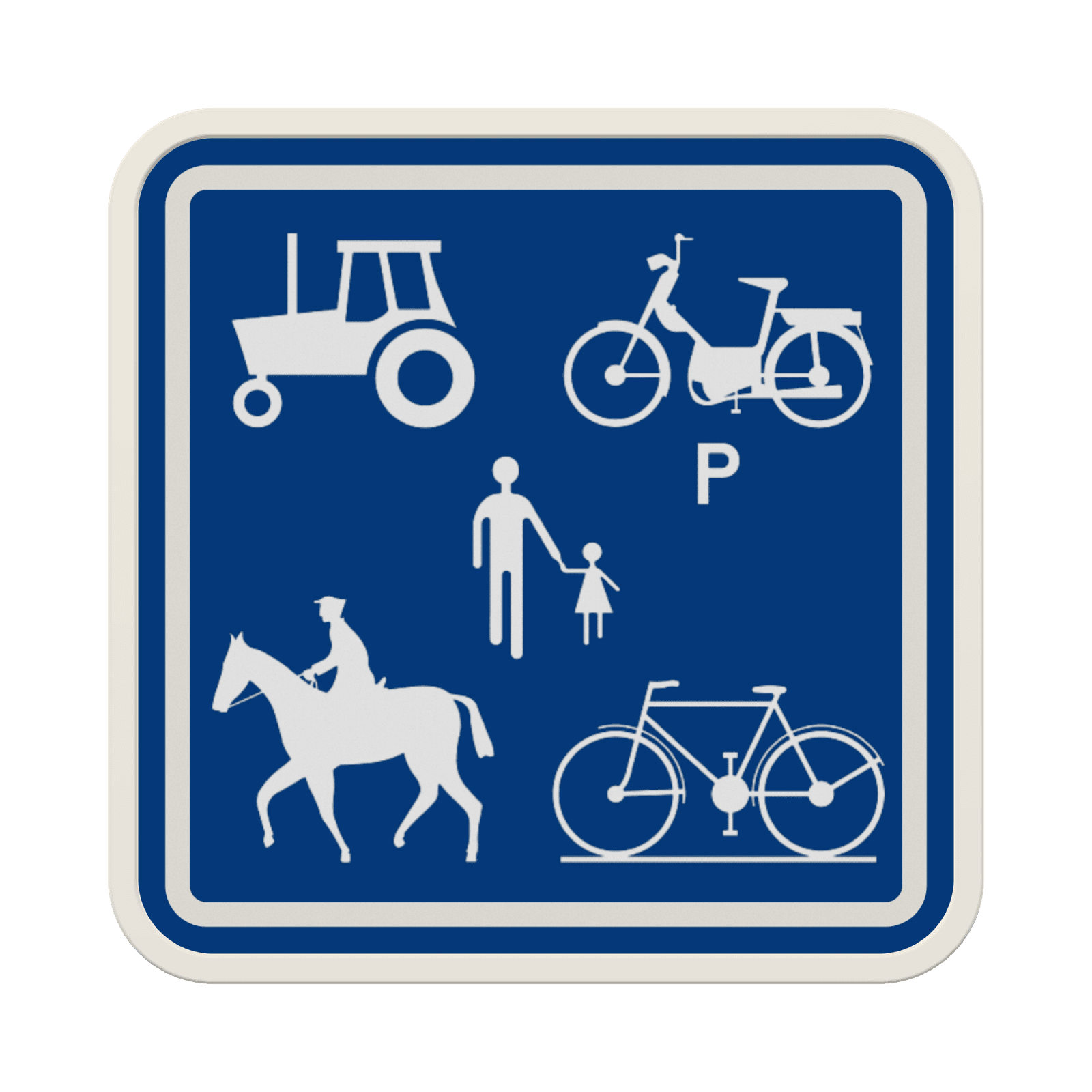 Panneau G2000 - F99c - Chemin réservé aux véhicules agricoles, aux piétons, cyclistes et cavaliers