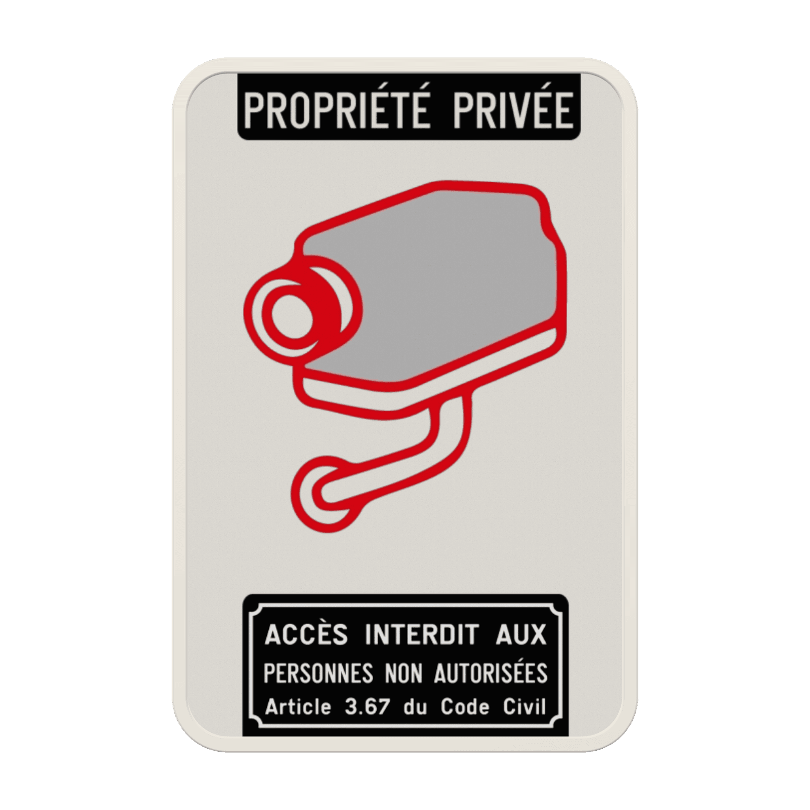 Surveillance par caméra - Propriété privée - Accès interdit art. 3.67