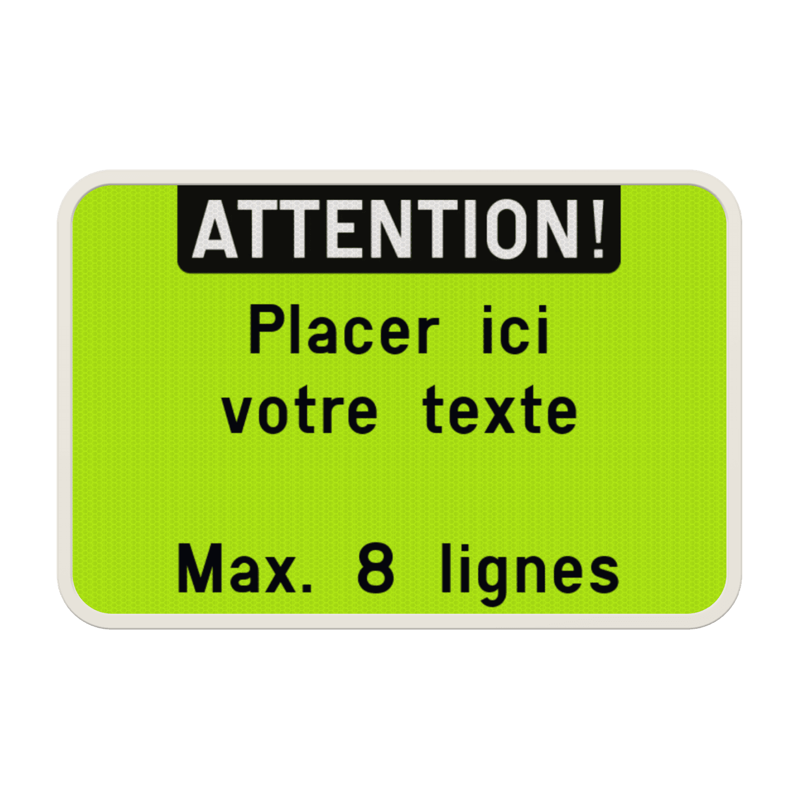 Panneau de Texte Personnalisable - Paysage Blanc/Orange Fluo