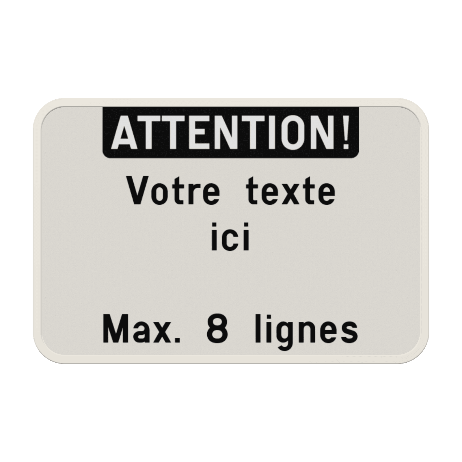 Panneau de Texte Personnalisable - Orientation Paysage Blanc/Noir