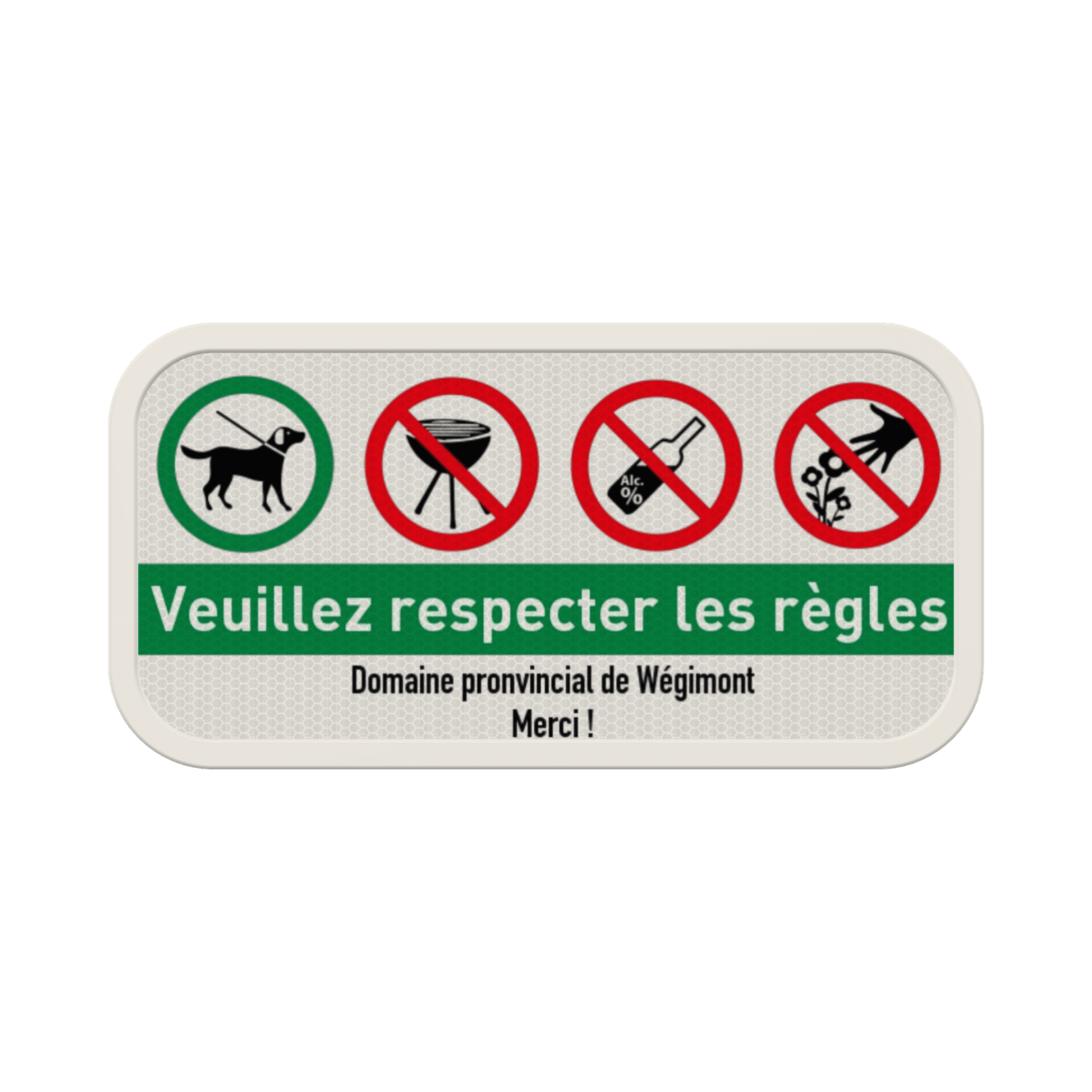 Panneau d'information - 4 pictogrammes - Texte personnalisé