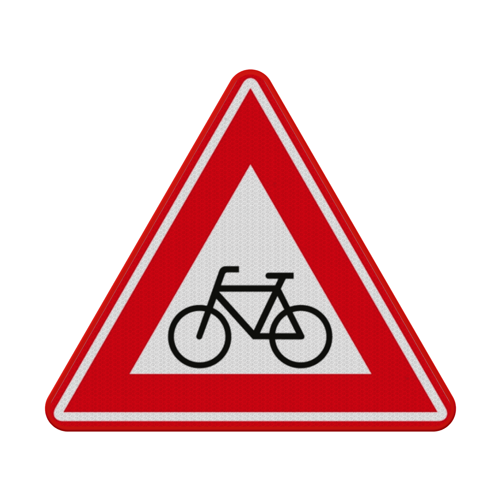 Verkeersbord waarschuwing overstekende fietsers RVV J24 - reflecterend