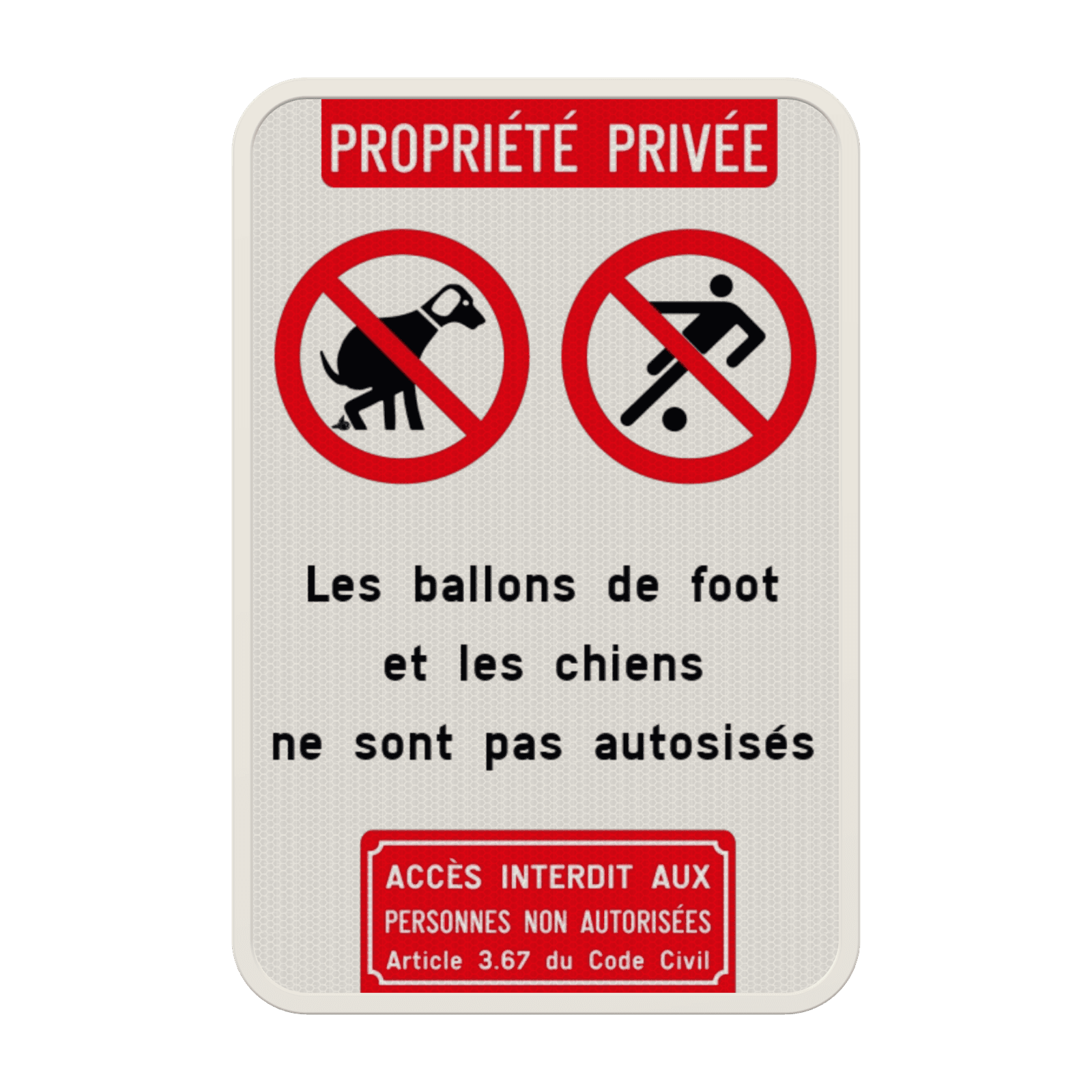 Panneau d'information - 2 pictogrammes - Texte personnalisé - Accès interdit art. 3.67