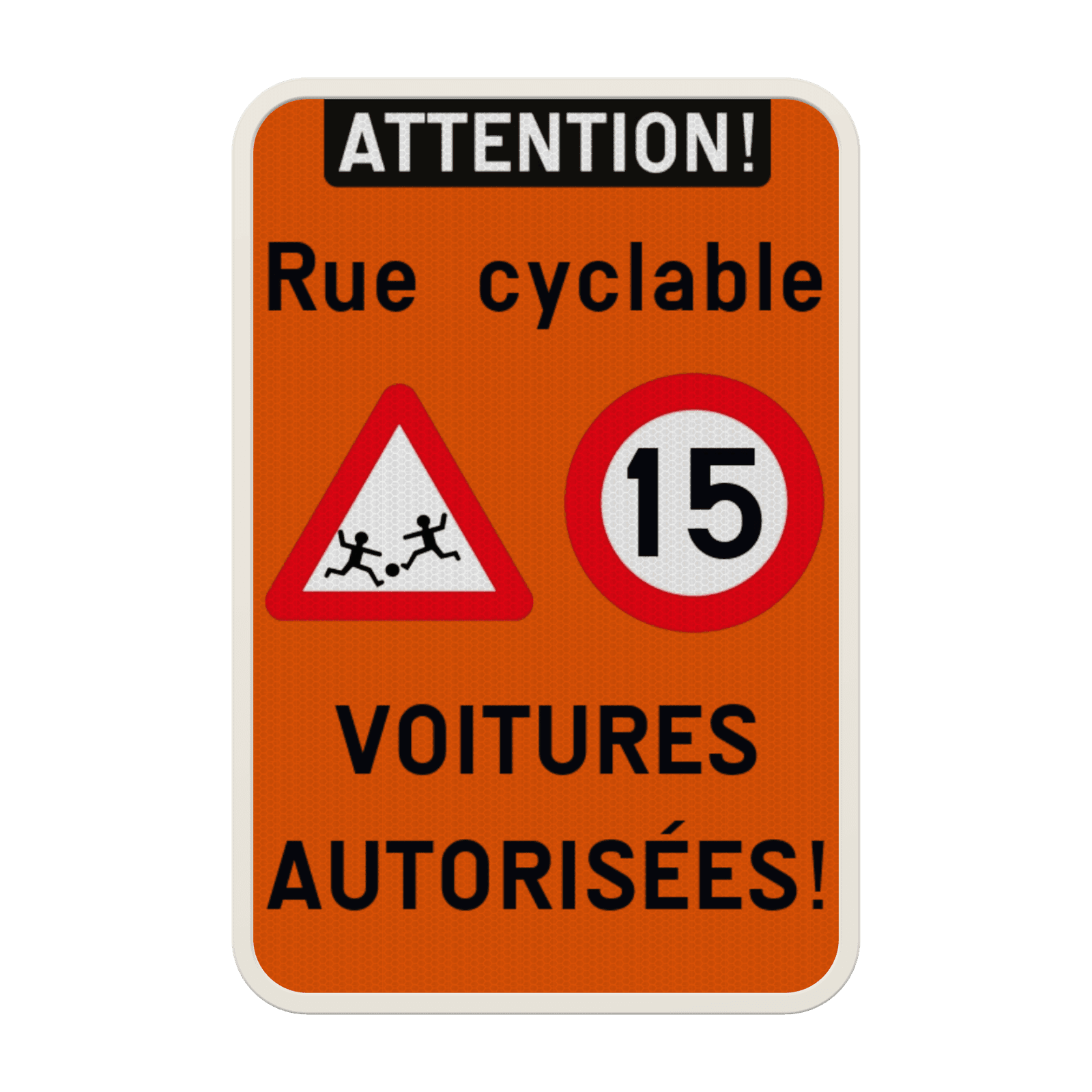 Panneau combiné - Route réservé aux vélos - Les voitures sont autorisées