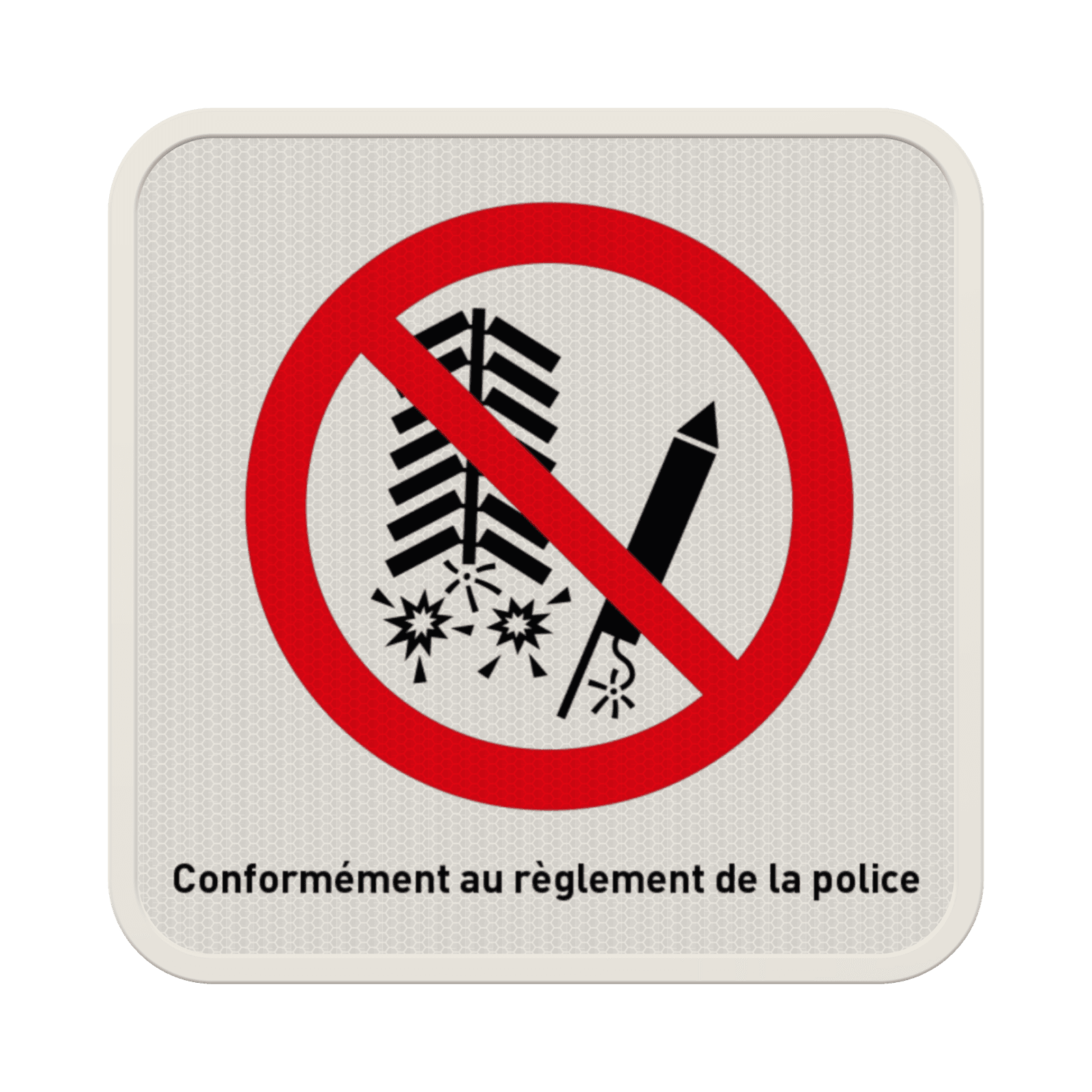 Panneau d'interdiction 1:1 - Feux d'artifice interdit - Texte personnalisé