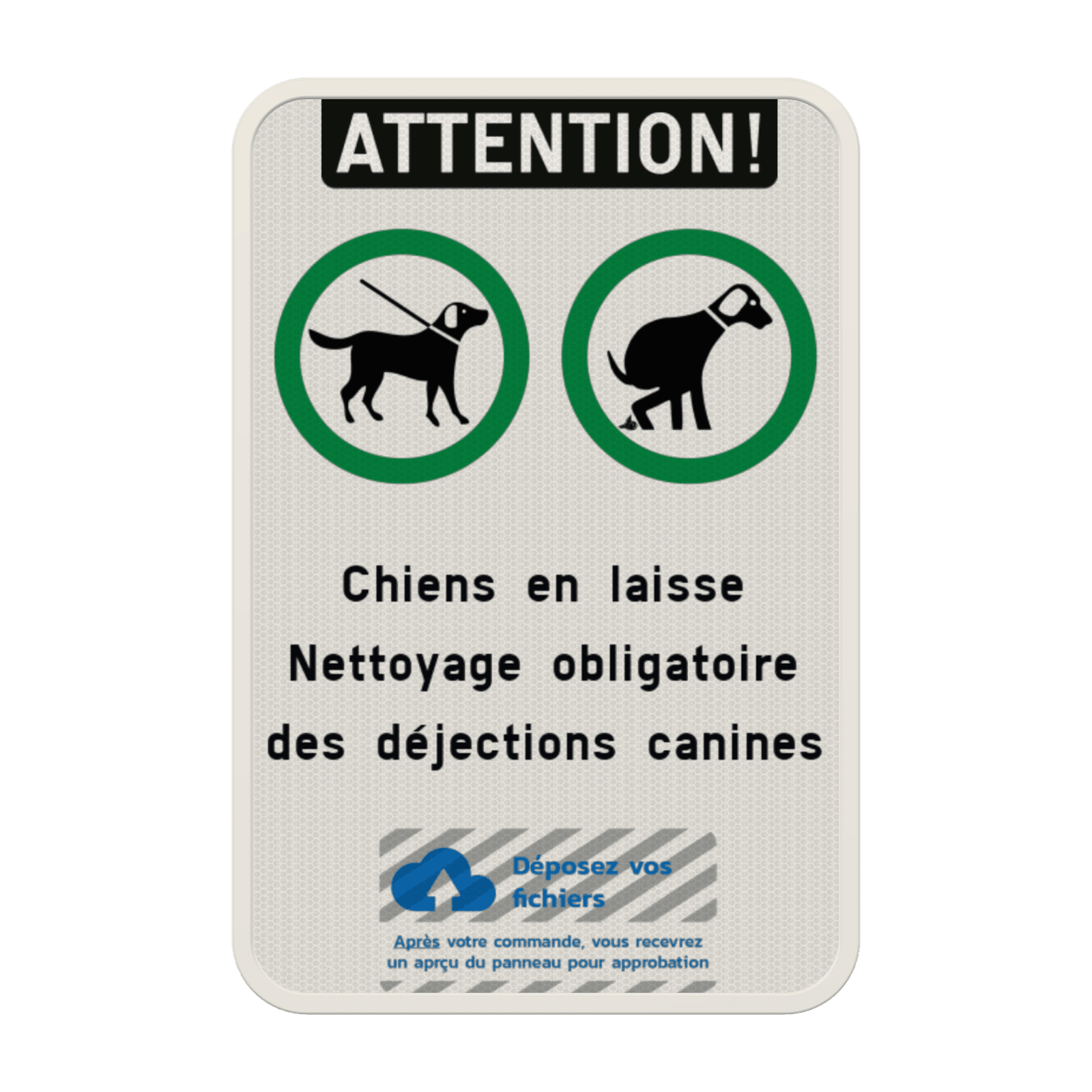 Panneau chien personnalisable avec 2 pictogrammes et logo