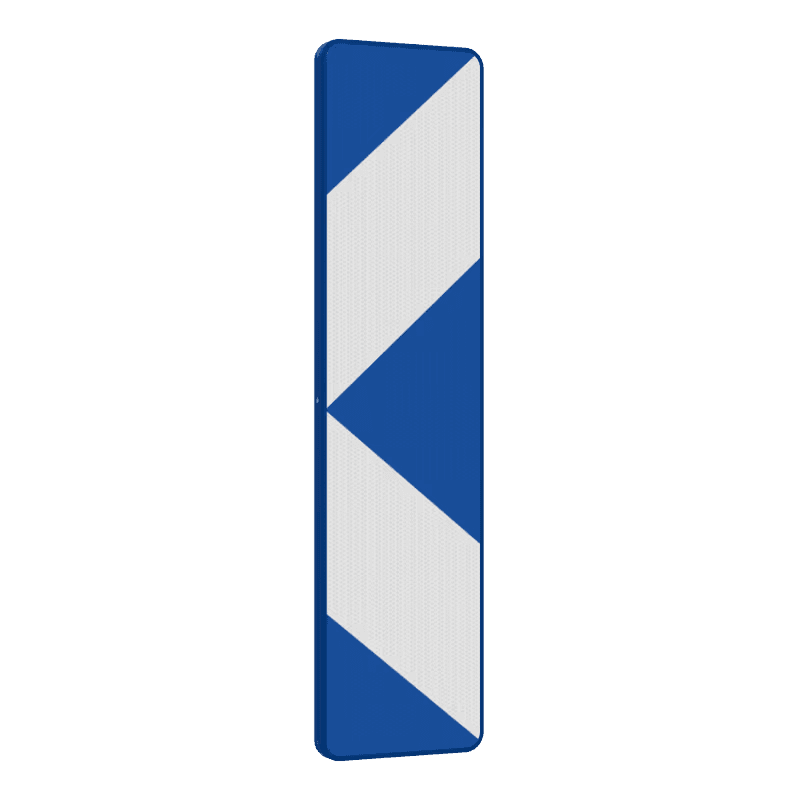 Verkeersbord markering (chevron) scherpe bocht of obstakel blauw/wit - reflecterend