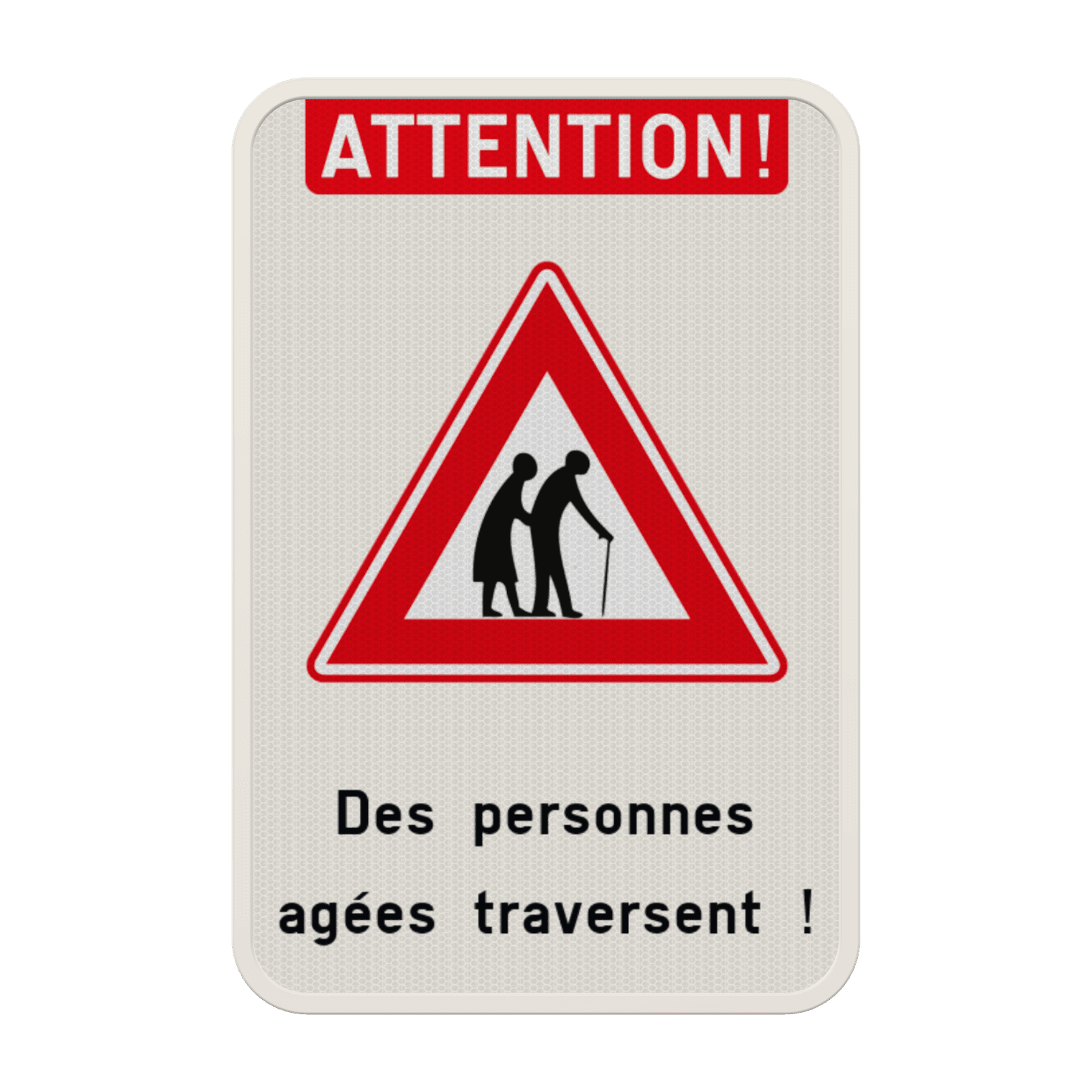 Panneau d'information - Des personnes agées traversent