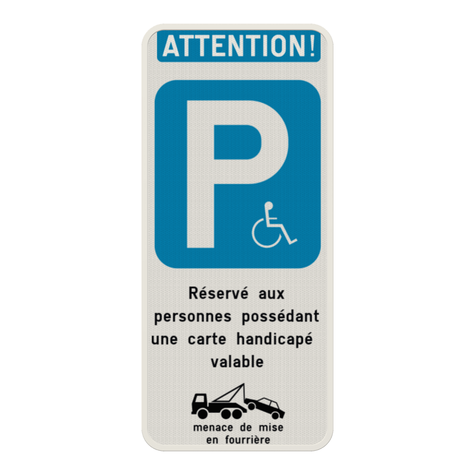 Panneau parking PMR sur mesure avec texte personnalisable