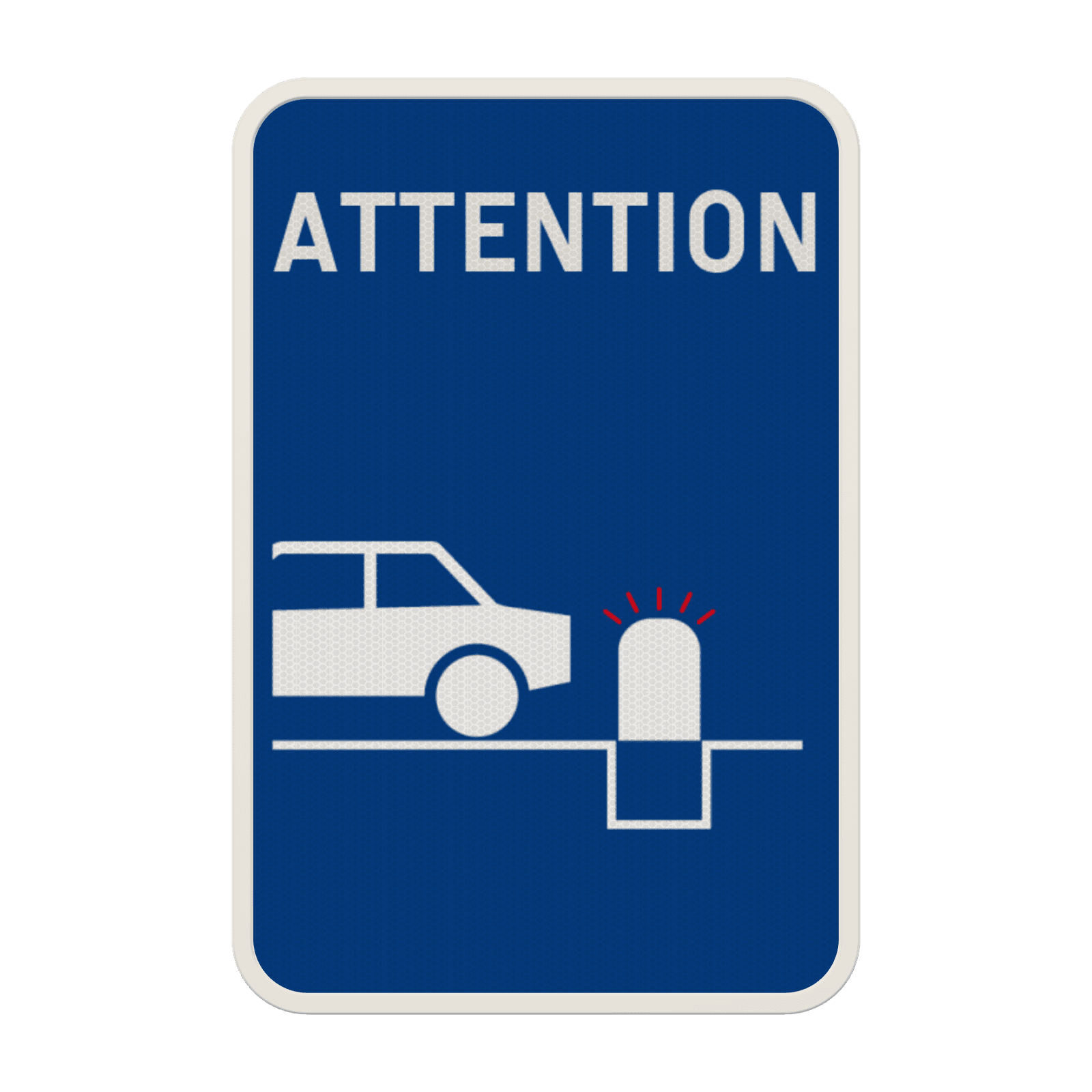 Panneau attention poteau galvanisé réfléchissant