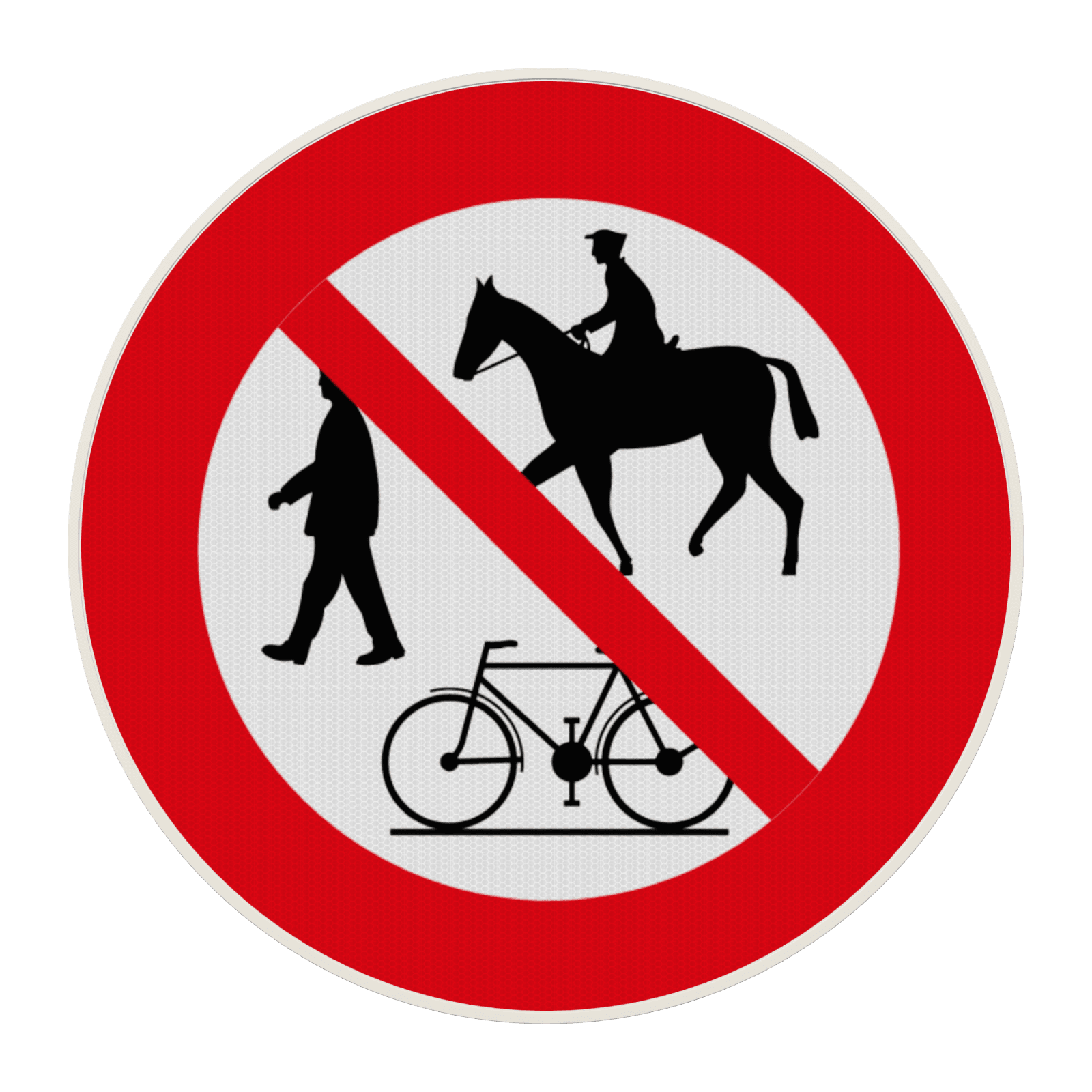 Panneau accès interdit aux randonneurs, cyclistes et cavaliers