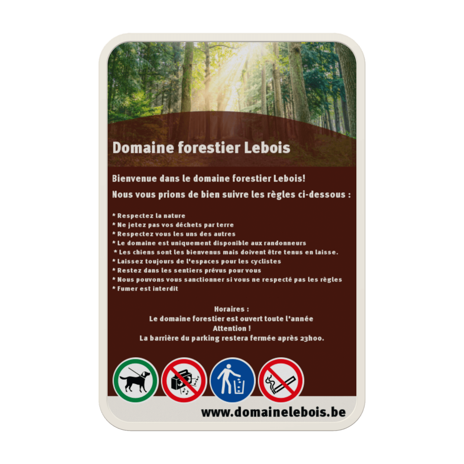 Panneaux réglementaire personnalisable (forêt)