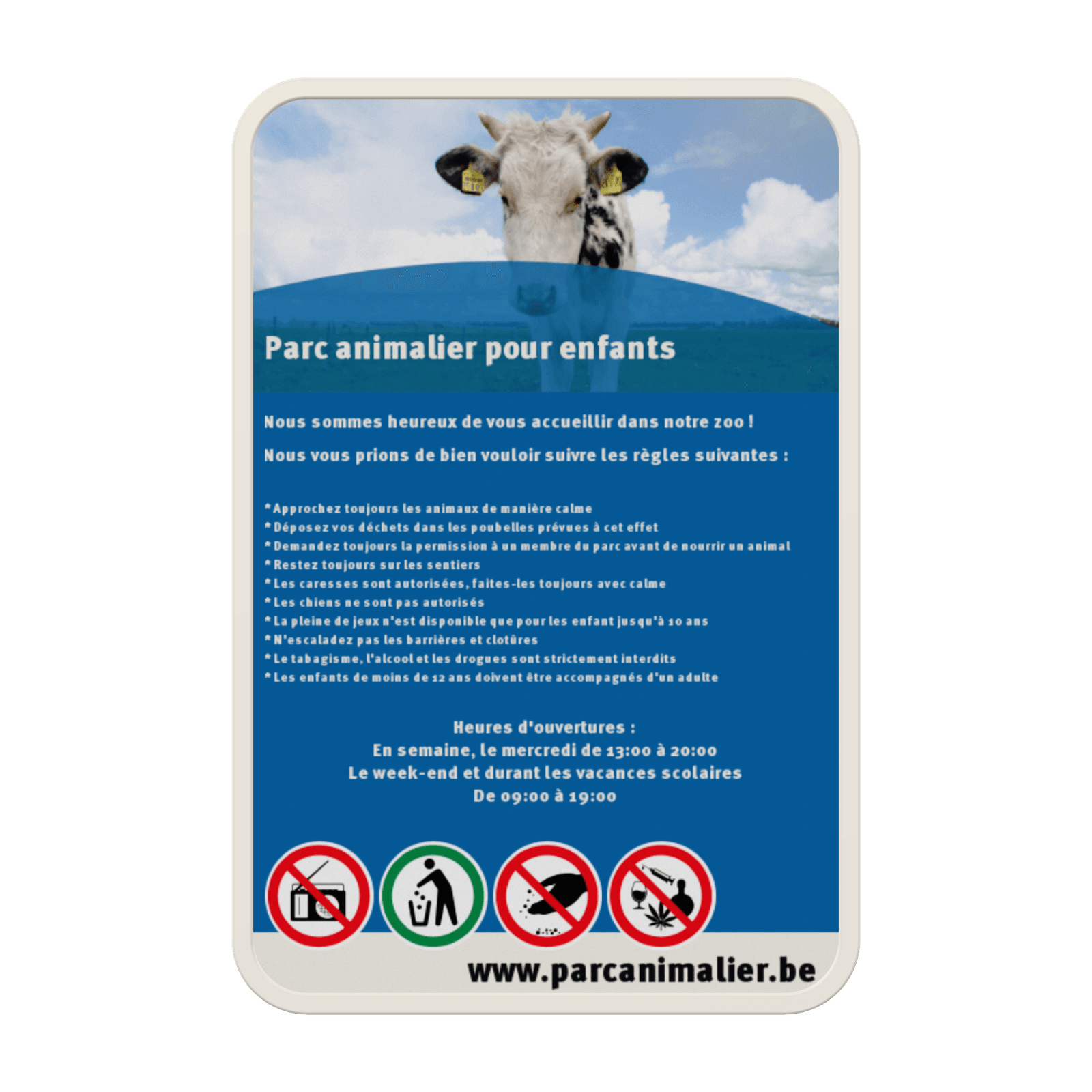 Panneaux réglementaire personnalisable (parc animalier/zoo)
