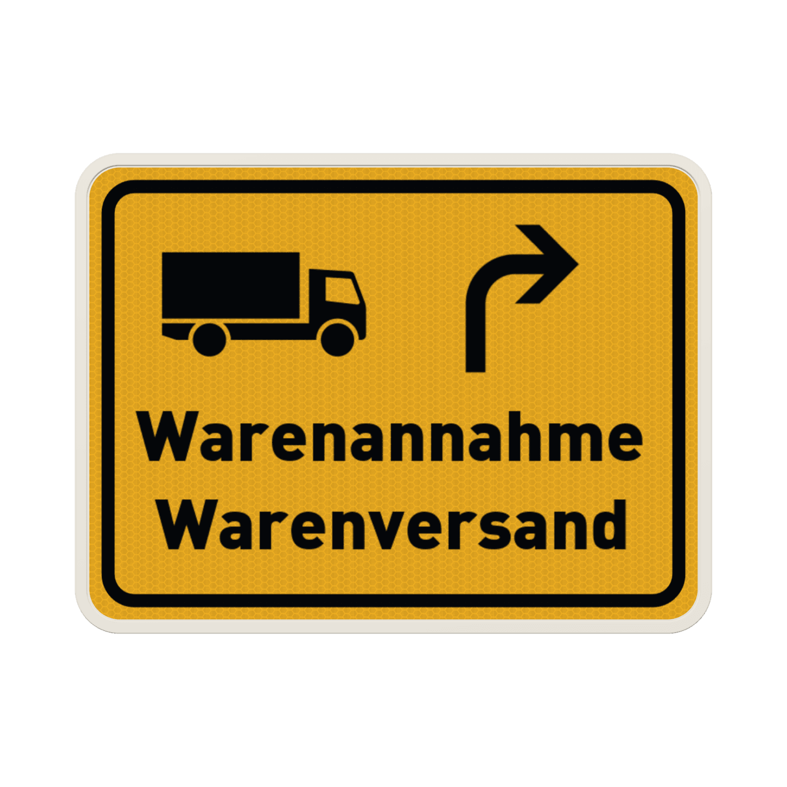 Verkehrsschild - Warenannahme/Warenversand mit Piktogram/Pfeil - reflektierend