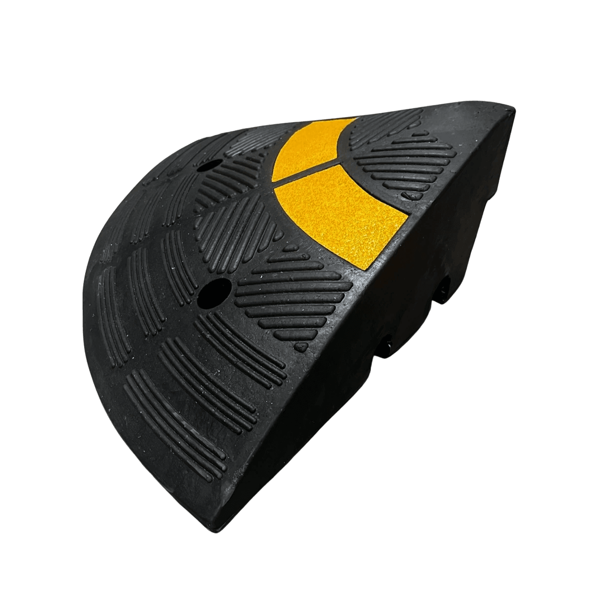 Eckstück für Bordsteinrampe aus Gummi 450x450x200mm - schwarz/gelb