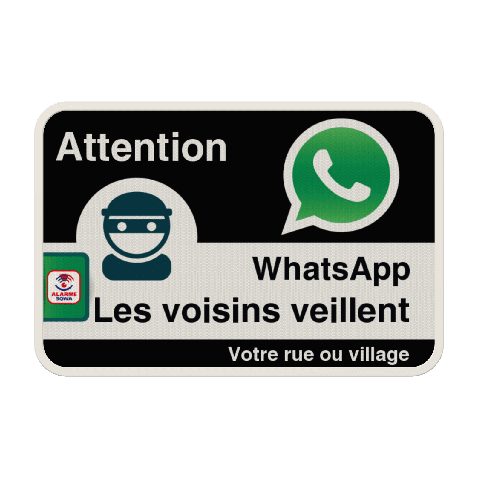 Panneau WhatsApp - SQWA - Nom de rue - Noir