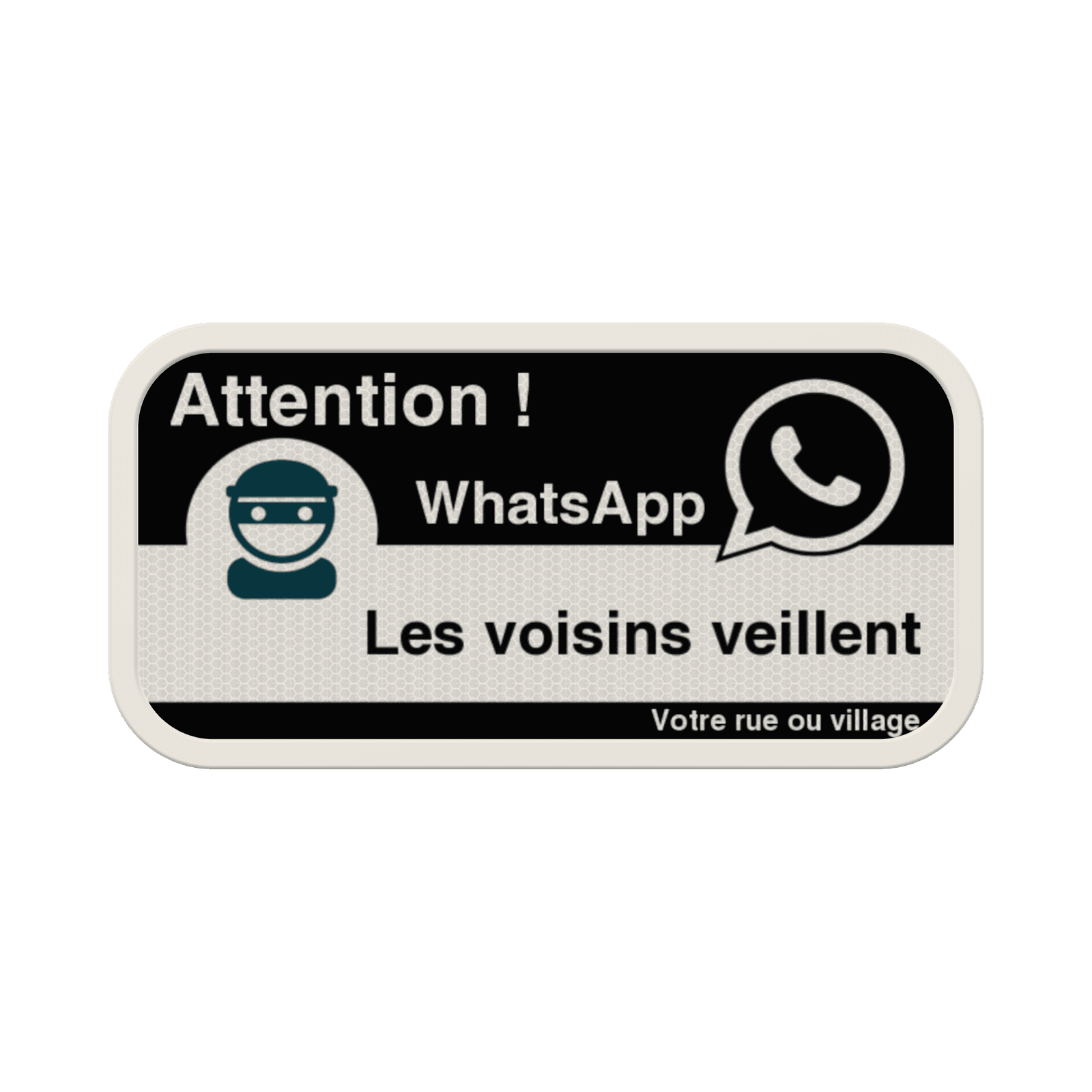 Panneau WhatsApp - Texte personnalisé - Noir