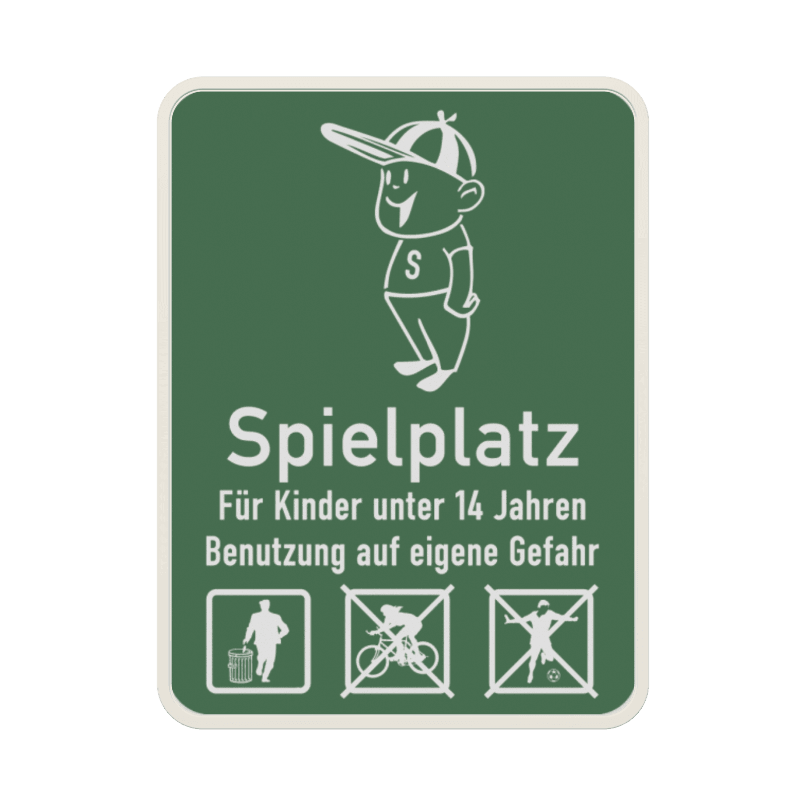 Schild Spielplatz für Kinder unter 14 Jahren (Grün) - reflektierend