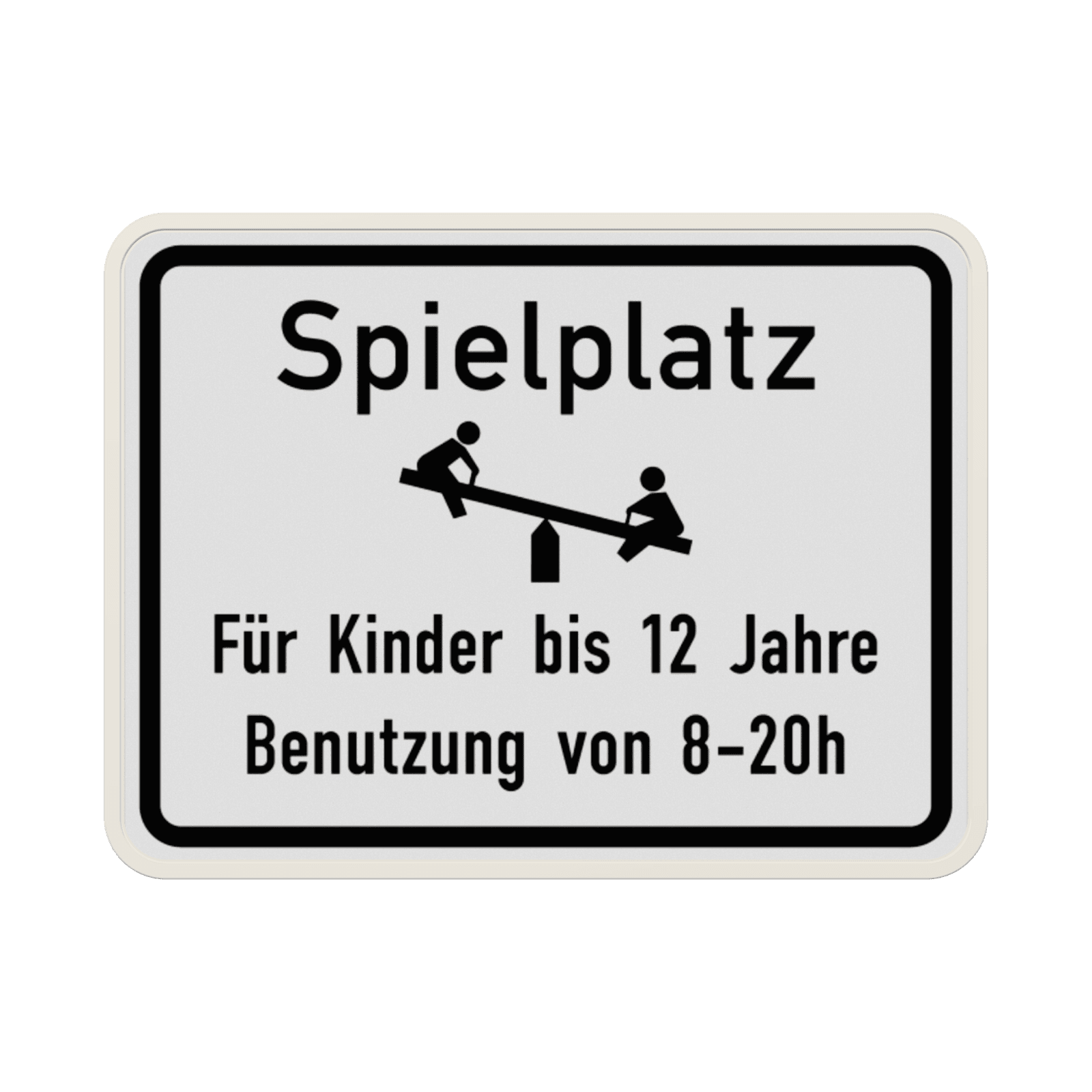 Schild Spielplatz für Kinder unter 12 Jahren (Weiß) - reflektierend