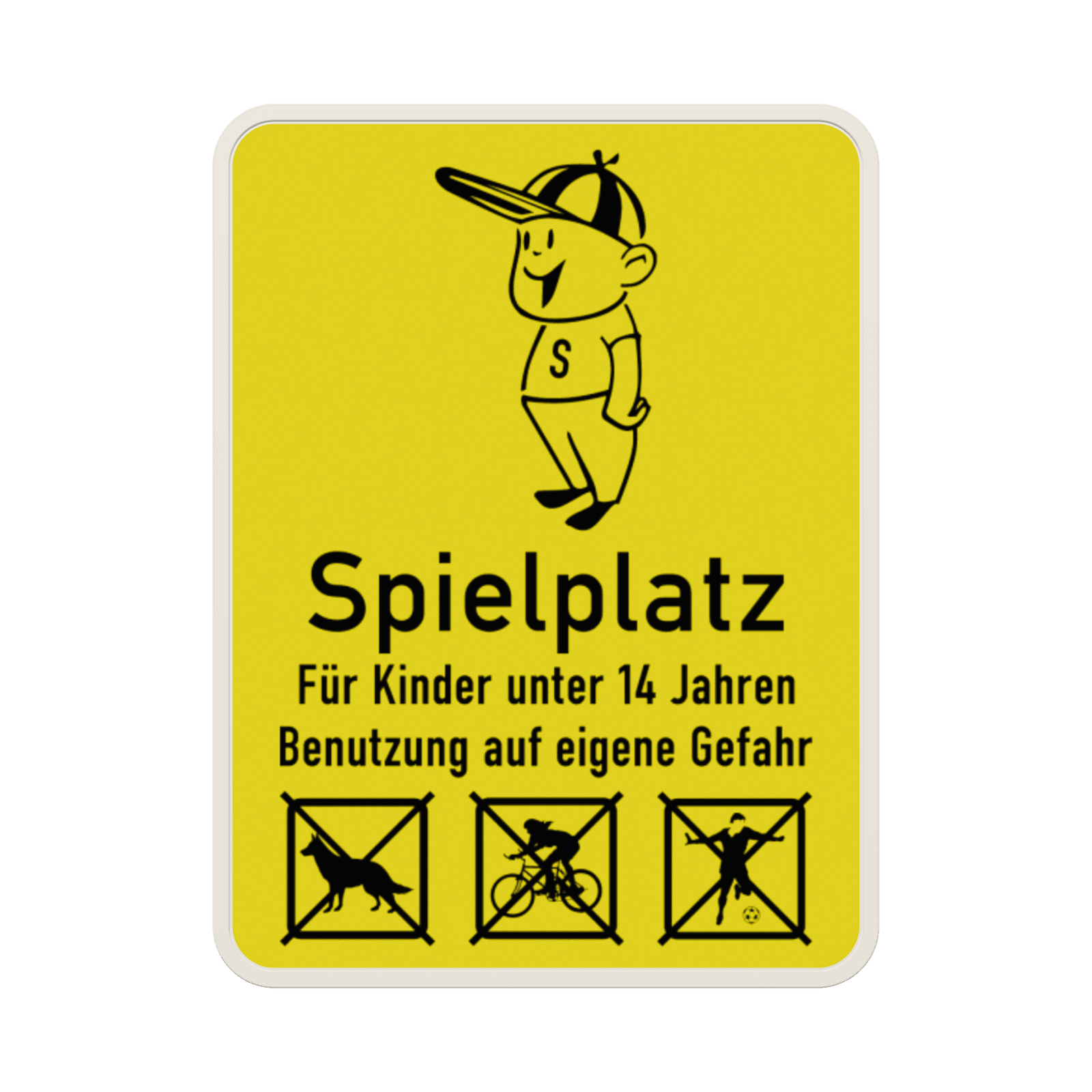 Schild Spielplatz für Kinder unter 14 Jahren (Gelb) - reflektierend