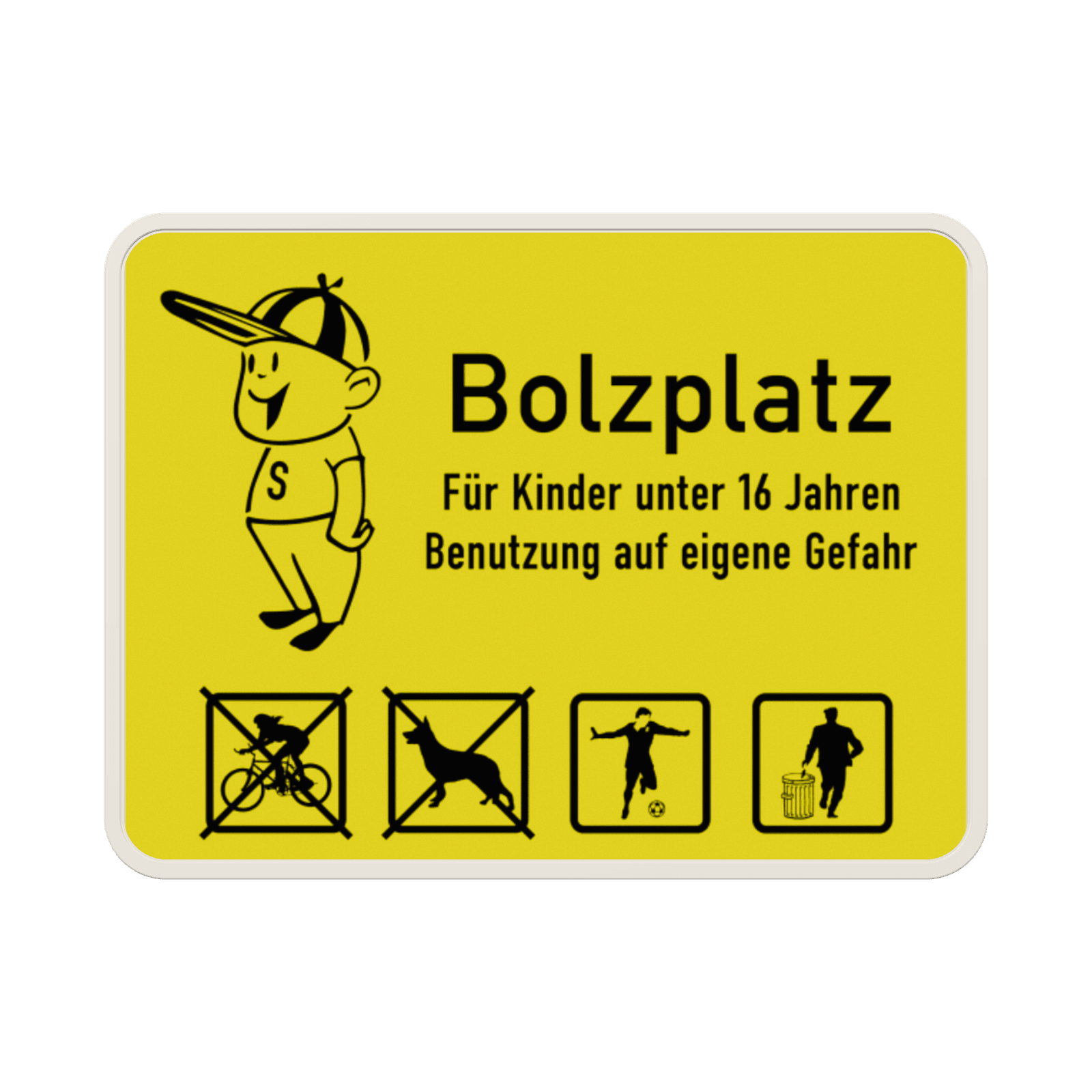 Schild Bolzplatz für Kinder unter 16 Jahren (Gelb) - reflektierend