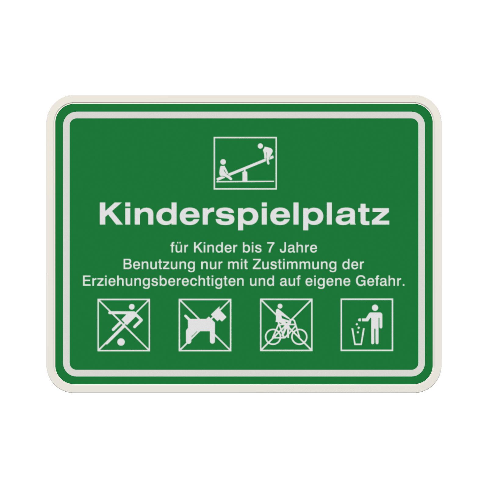 Schild Kinderspielplatz für Kinder unter 14 Jahren 2:3(Grün) - reflektierend
