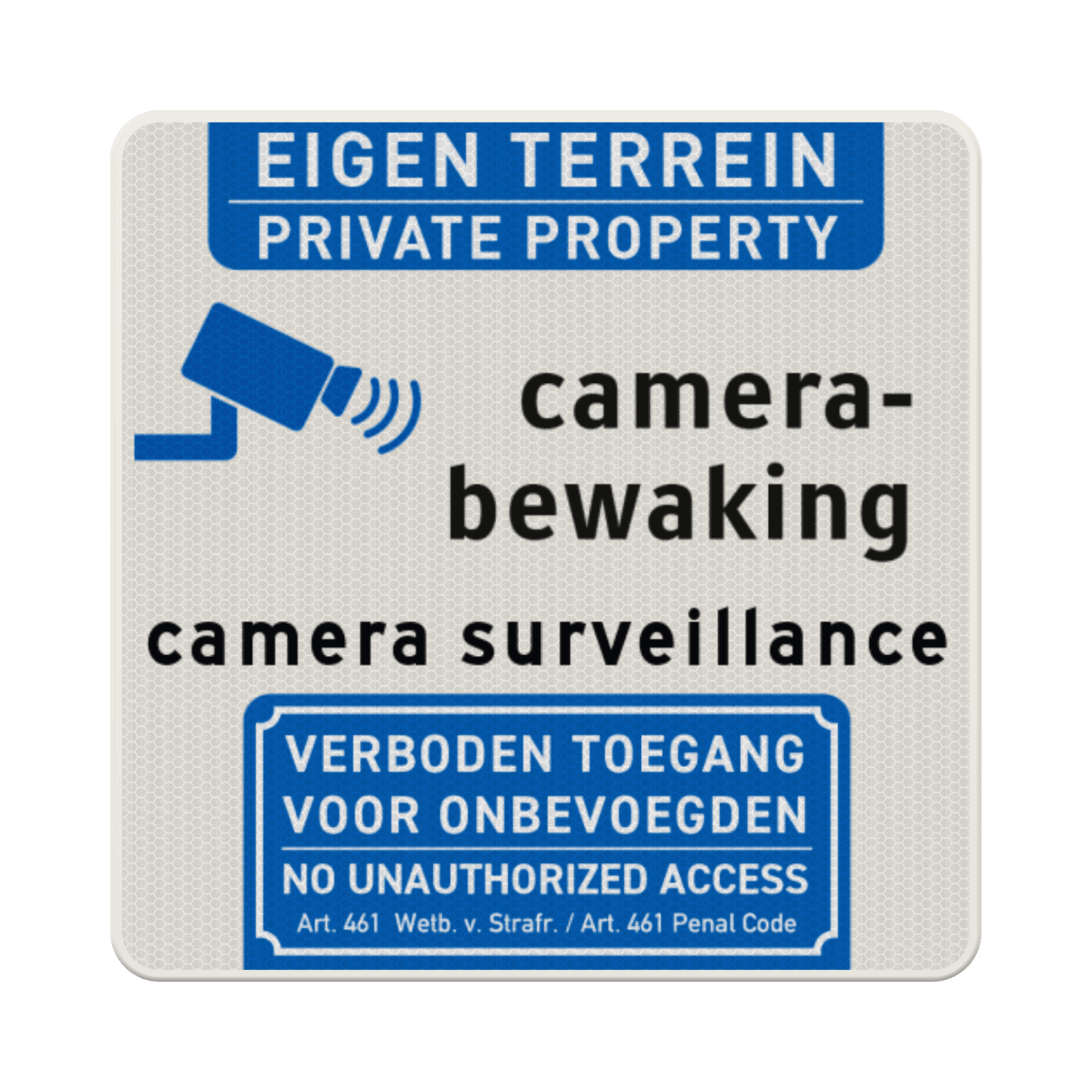 Bord private property, camera surveillance 2-talig (NL/ENG) - reflecterend