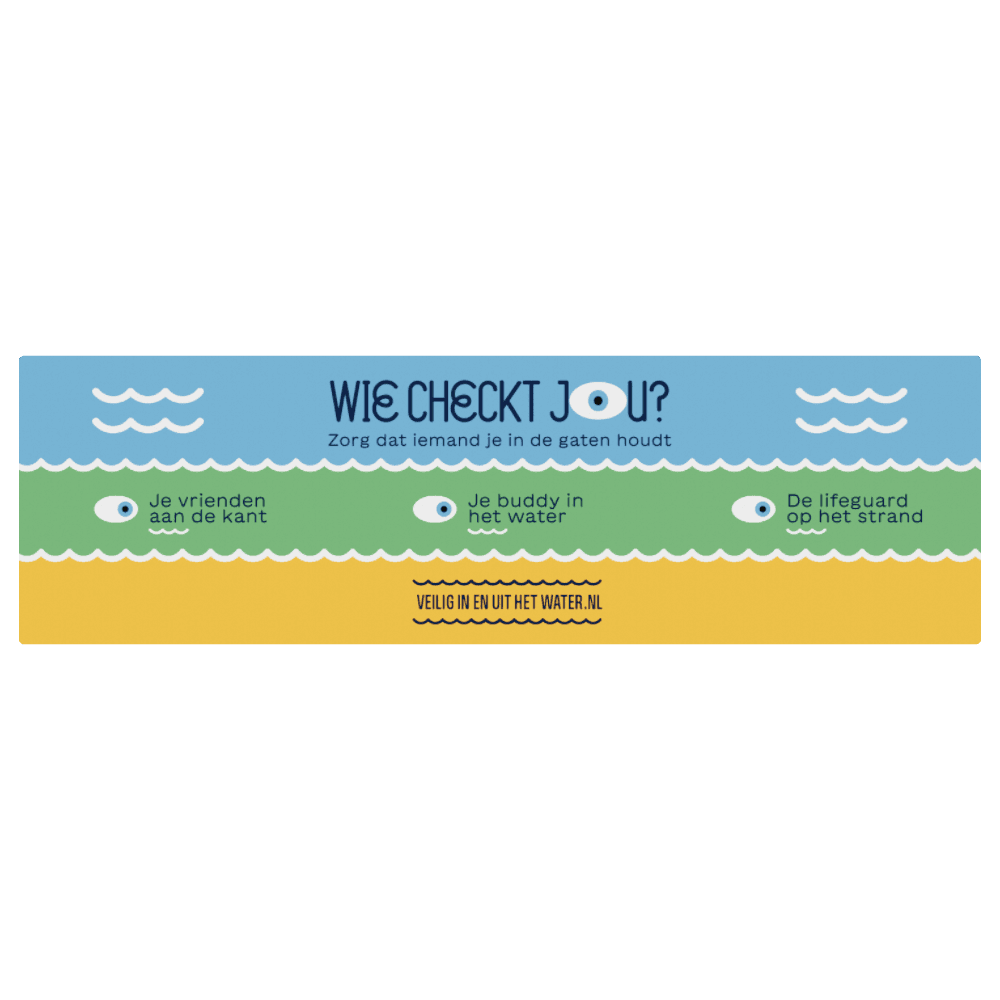 Sticker Wie Checkt Jou (Veiliginenuithetwater.nl) 1000x300mm - Vinyl High Tack