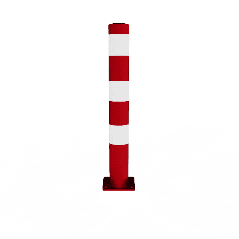 Beschermpaal Ø108x900mm staal verzinkt - rood/wit - met vloermontage