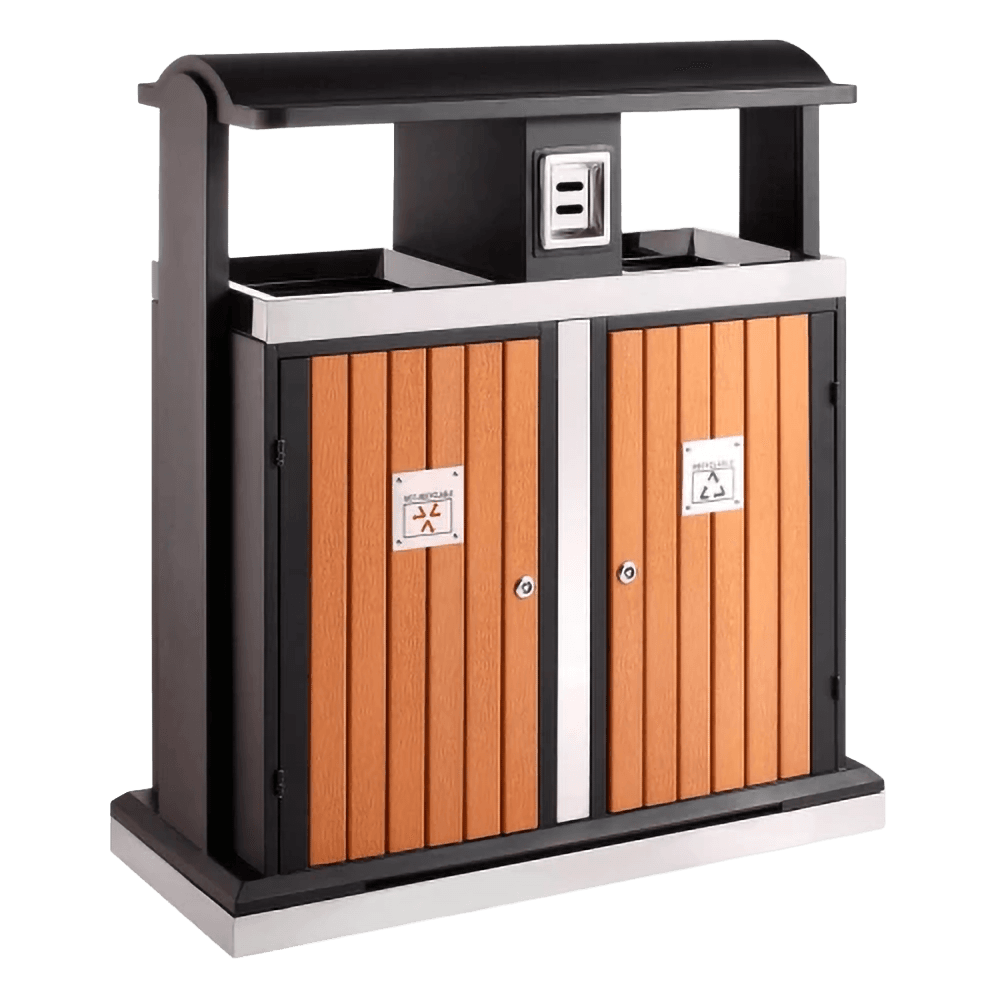 Buitenafvalbak afvalscheiding TS-GROVE-DUO-100L houtlook - 2x 50 liter