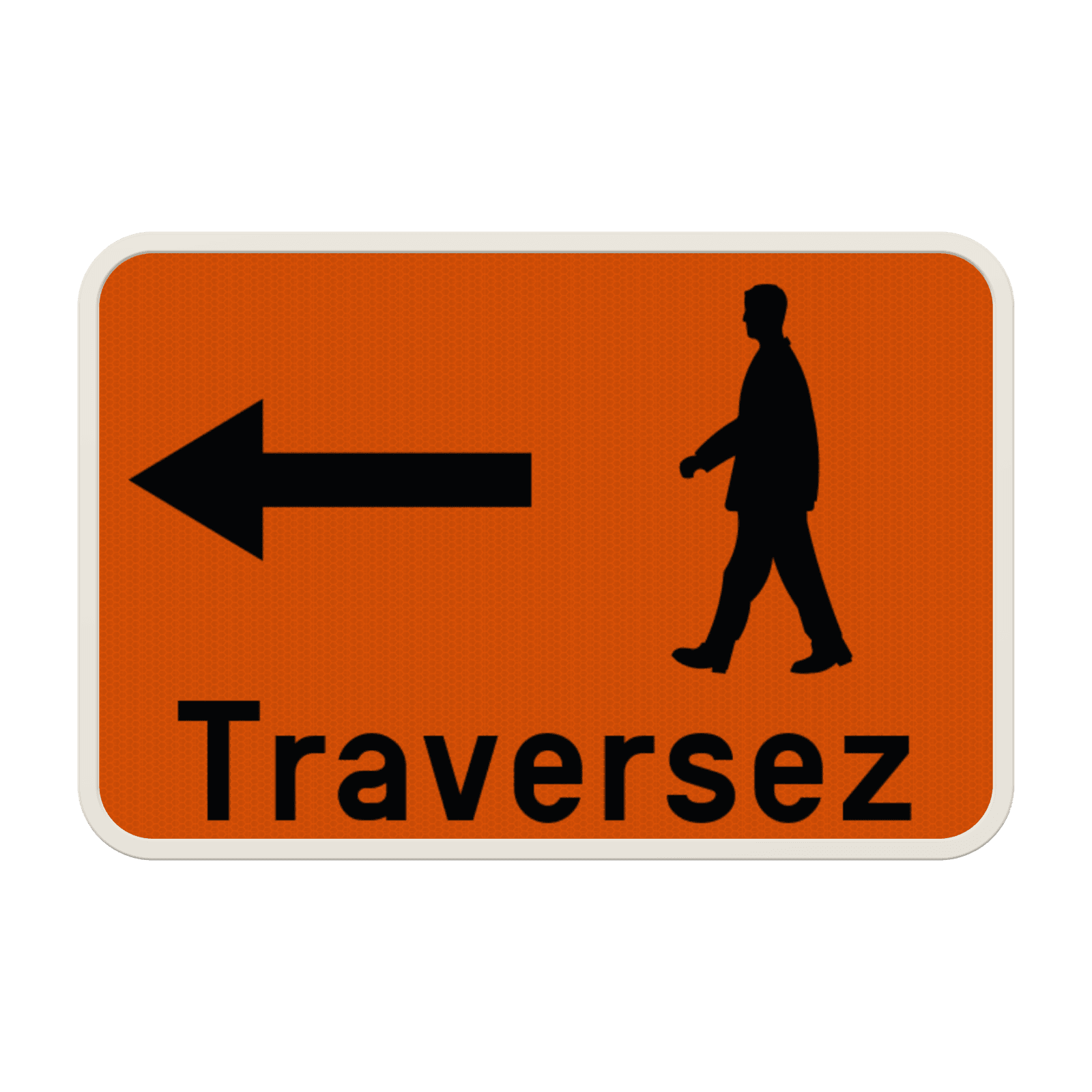 Panneau d'information - Passage pour piétons ici - Pictogrammes - Texte personnalisé