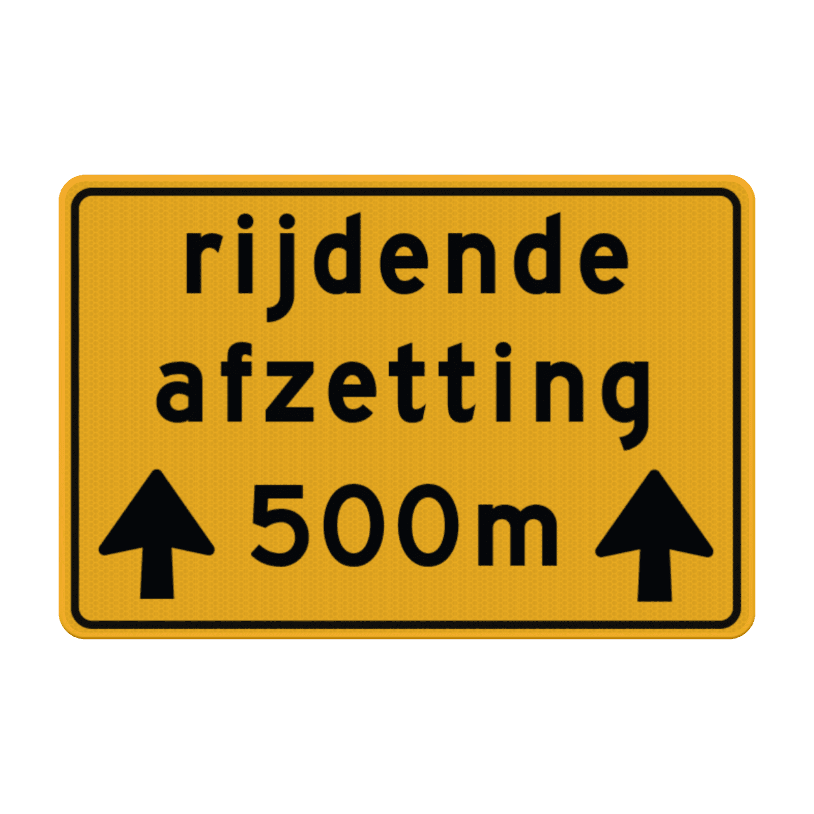 Verkeersbord rijdende afzetting + afstand - reflecterend