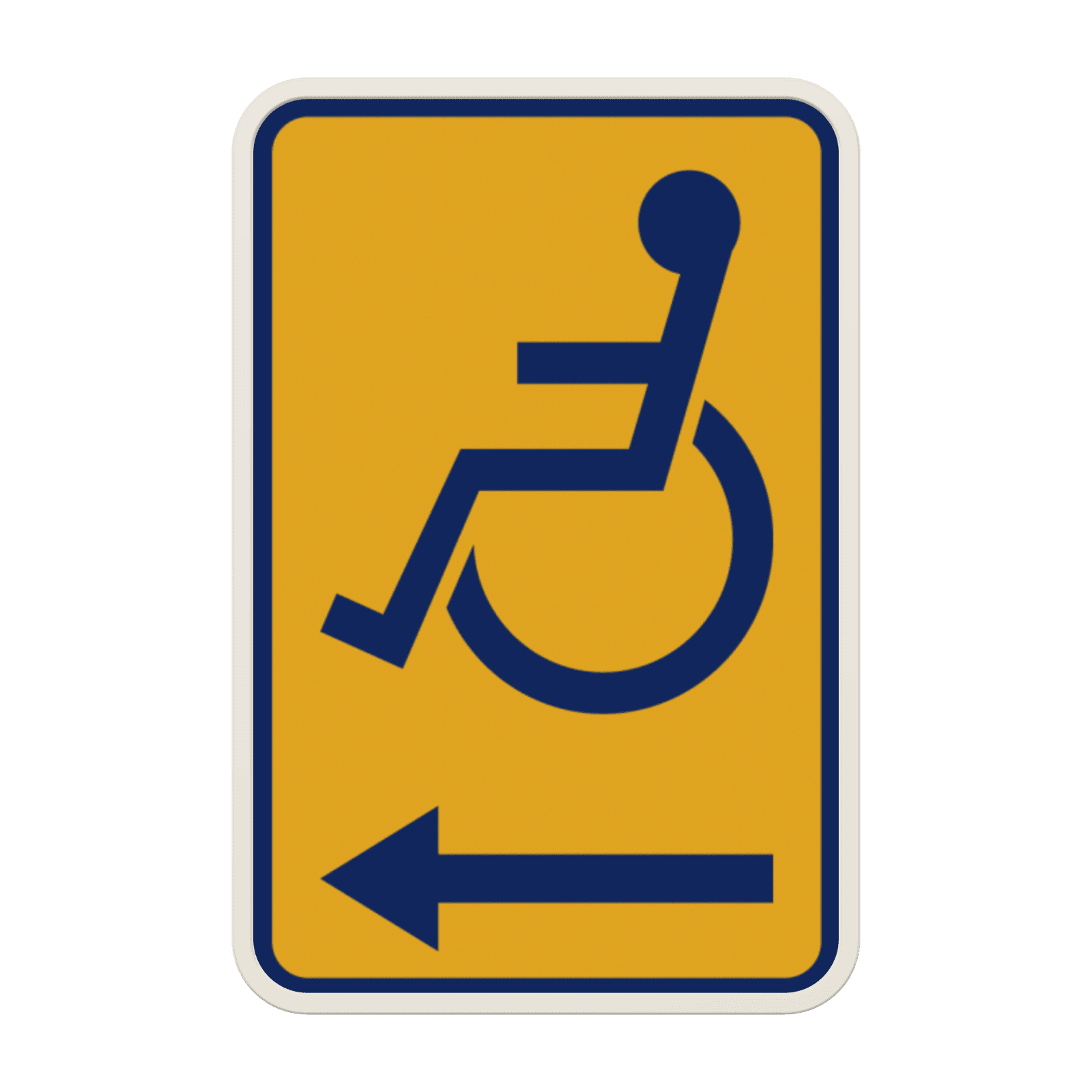 Panneau temporaire Handicapé (PMR) Bruxelles - Jaune/Bleu - Gauche