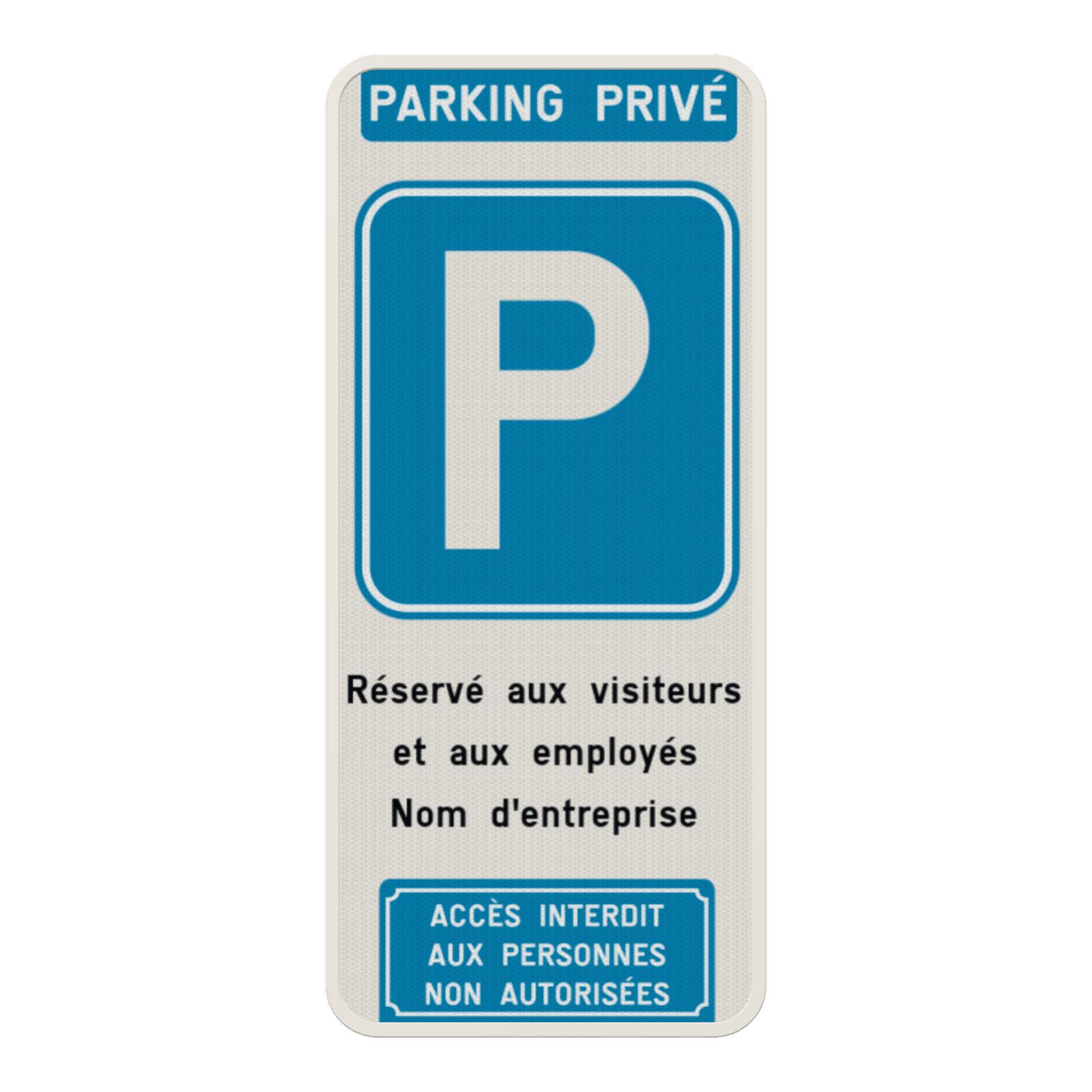 Panneau de parking privé personnalisable - Réservé aux visiteurs et personnel