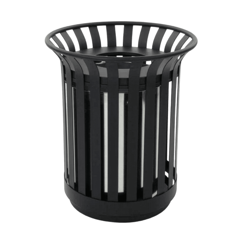 Buitenprullenbak zwart staal - inhoud 69 liter