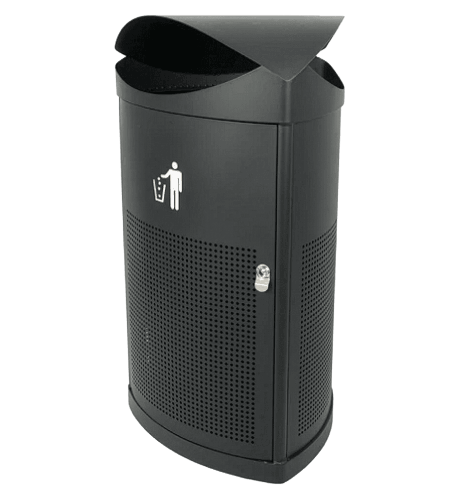 Buiten afvalbak TS-TRICOVE-60L driehoekig staal zwart - 60 liter