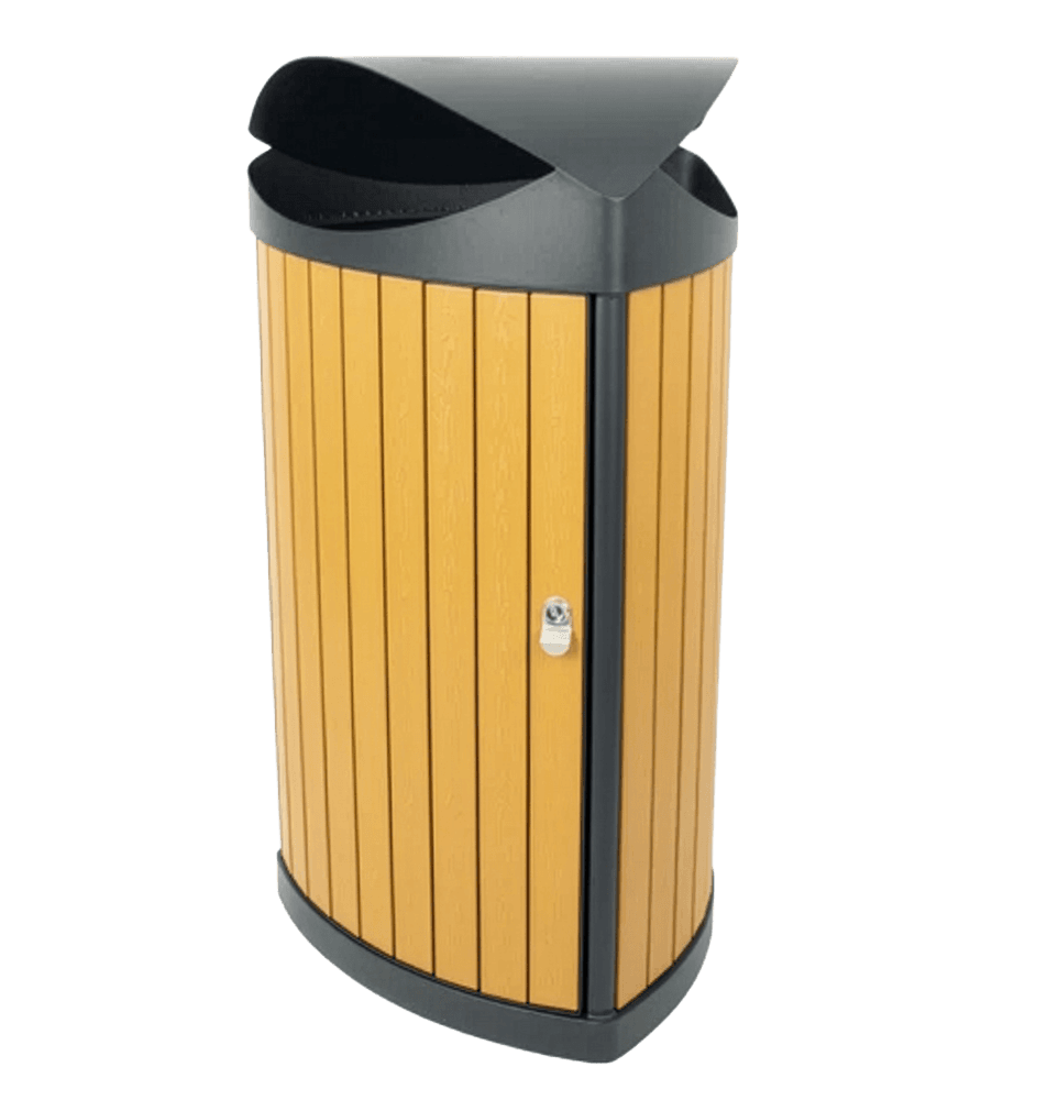 Buiten afvalbak TS-TRICOVE-WD-60L driehoekig staal zwart - 60 liter