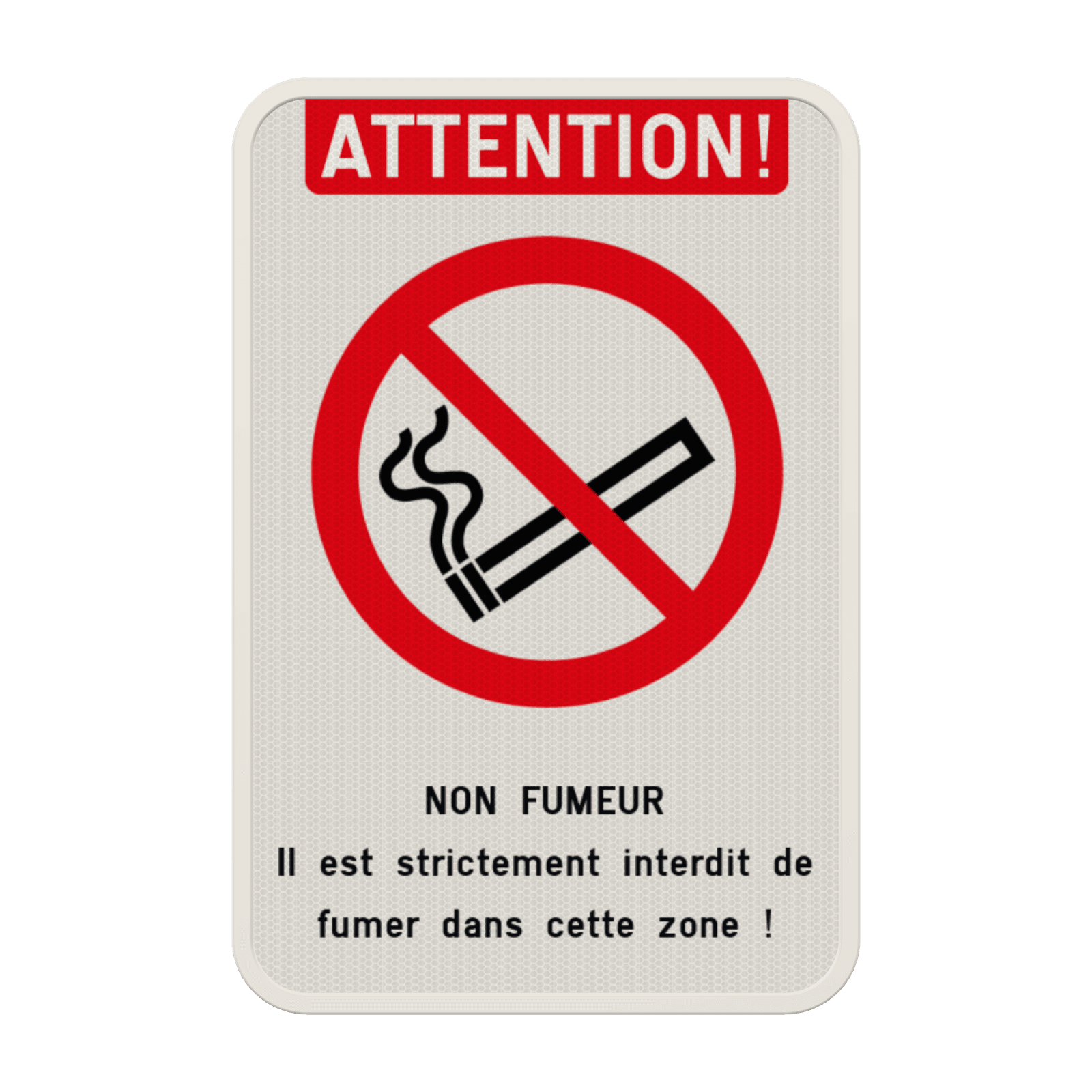 Panneau avec couvre chant interdiction de fumer avec textes et pictogramme personnalisables
