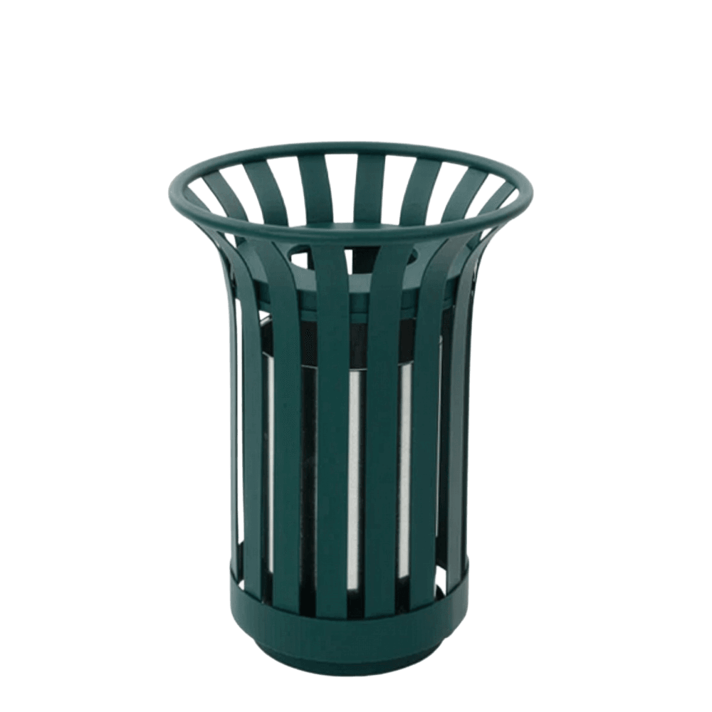 Buiten prullenbak TS-CITYFLARE-23L groen staal, rond - 23 liter