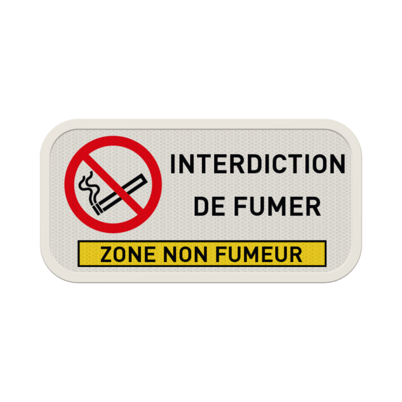 Panneau horizontal d’interdiction de fumer avec encadré jaune personnalisable